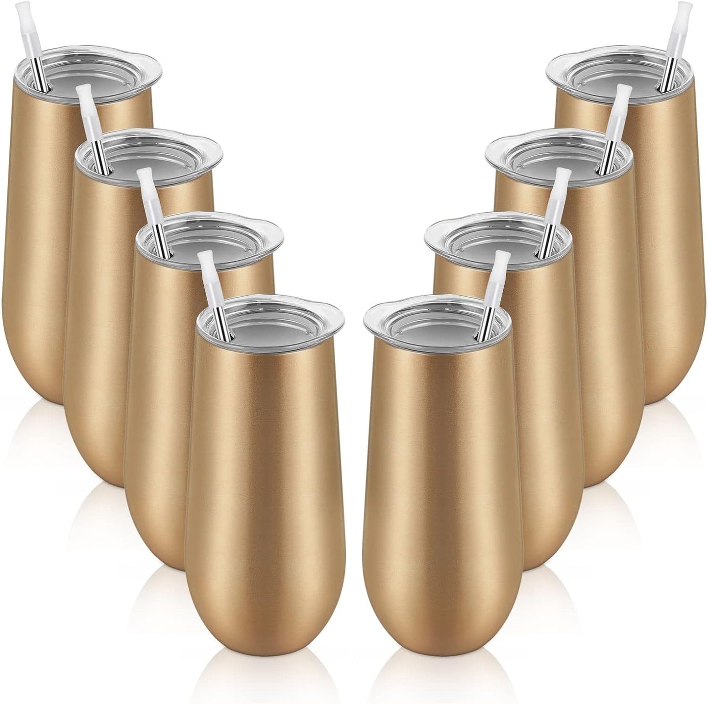 Waipfaru 8 Pack Champagne Insulated Tumblers,Champagne Wine Glasses 12Oz