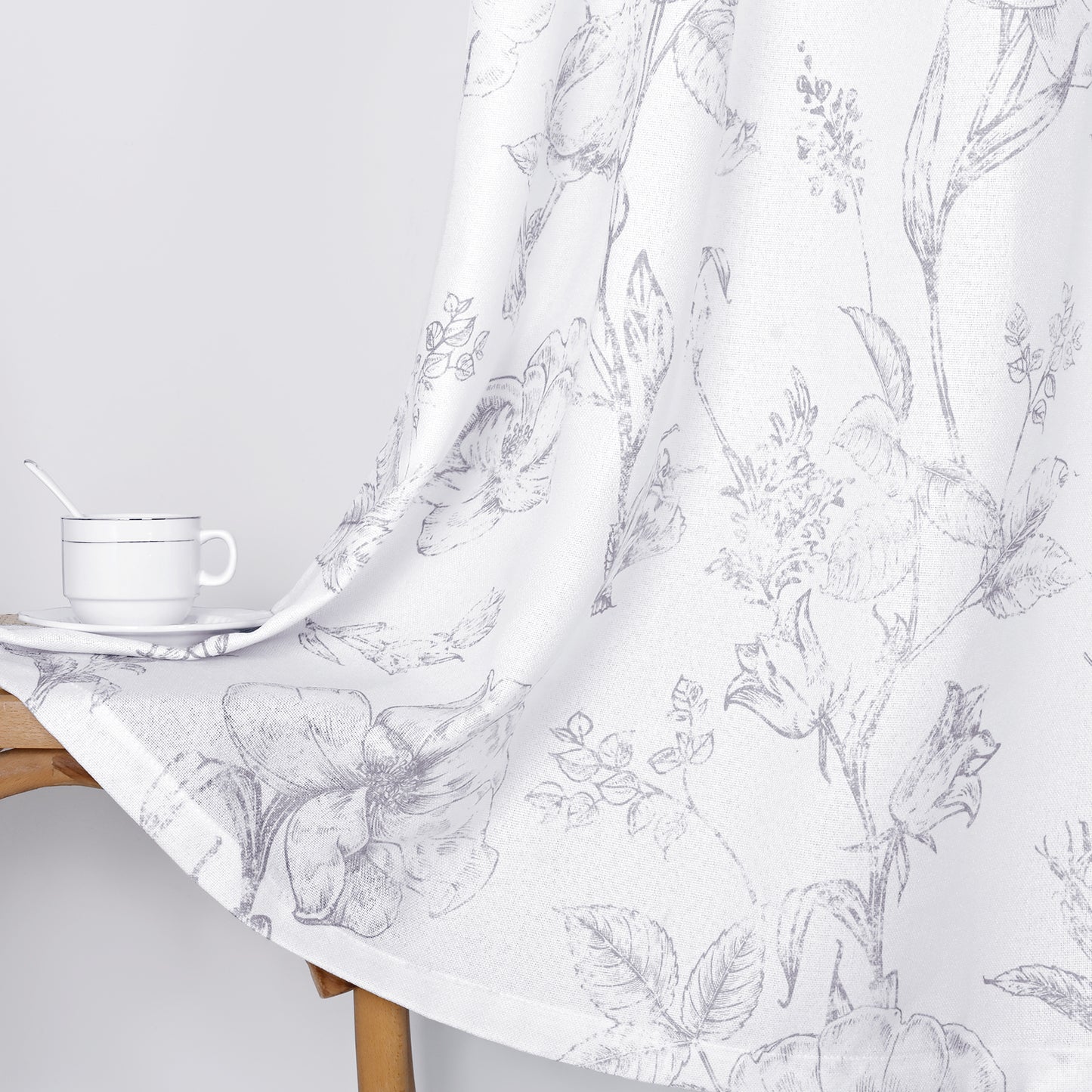 Alishomtll Floral Curtains Linen Farmhouse Curtains for Living Room Country Curtains Grommet Top Semi Sheer Curtains Light Filtering ,2 Panels