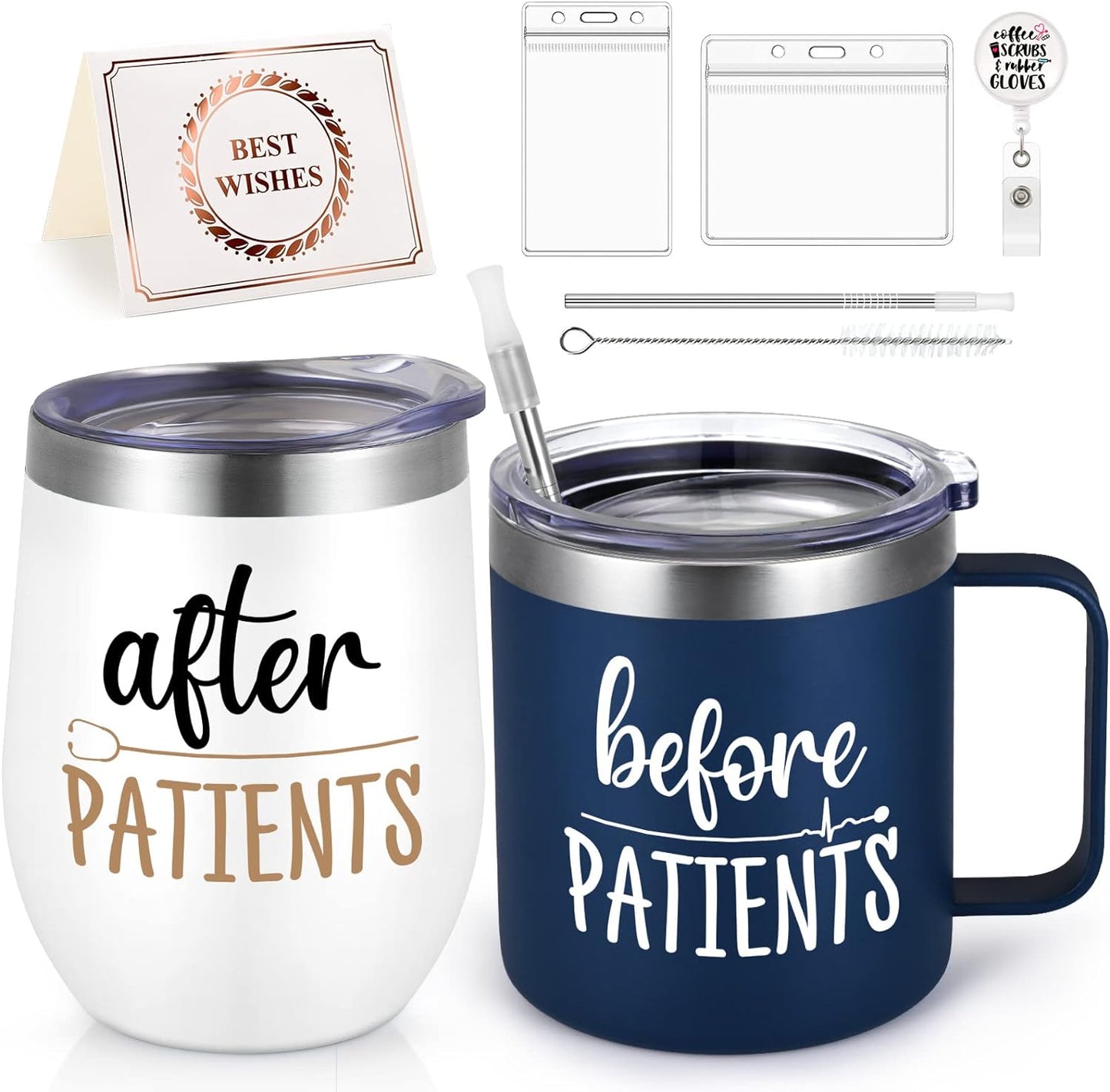 Gingprous Doctor Gifts for Men, Before Patients, After Patients Set, Nurse Graduation Gift, Gifts for Doctors, Assistants, Dentists, Therapist, Nurse Mug & Tumbler, Dentist Gift, 12oz Nurse Week Gift