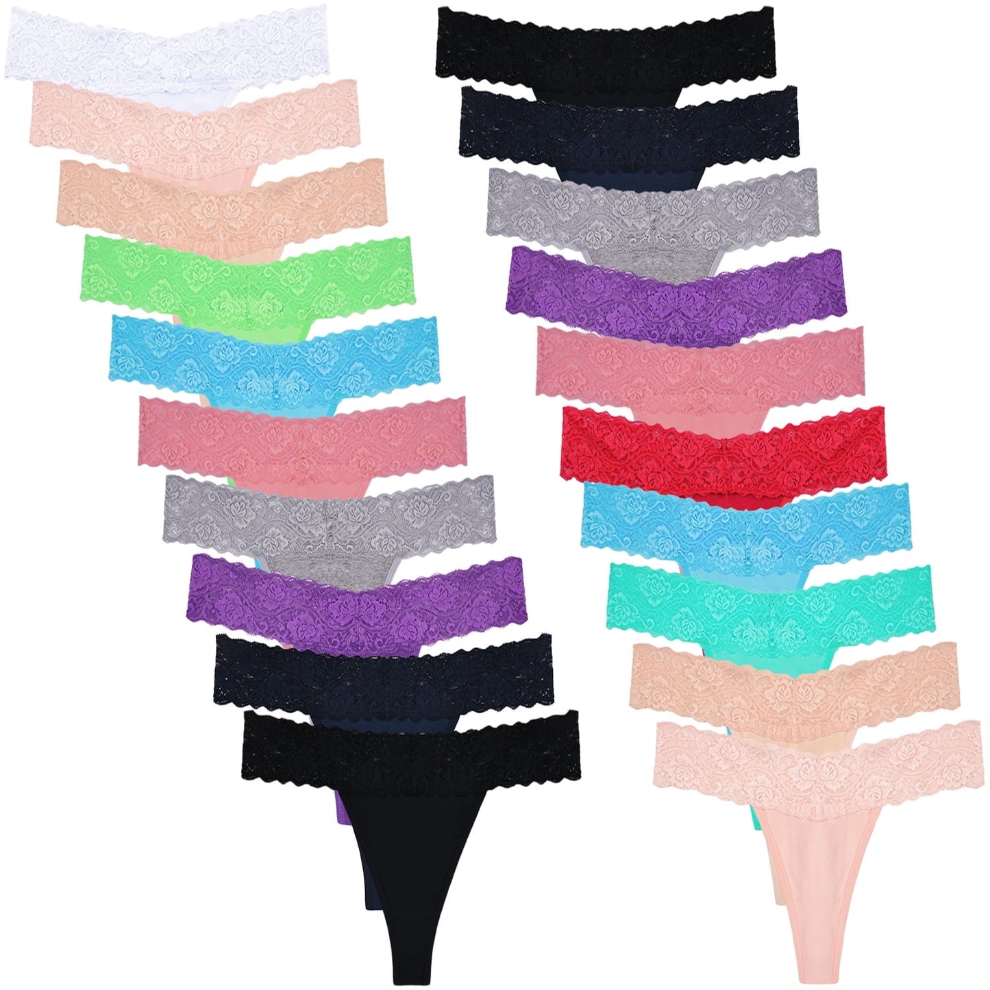 Sunm Boutique Lace Underwear for Women Lace Panties for Women Thongs Underwear Pack,20 Pack
