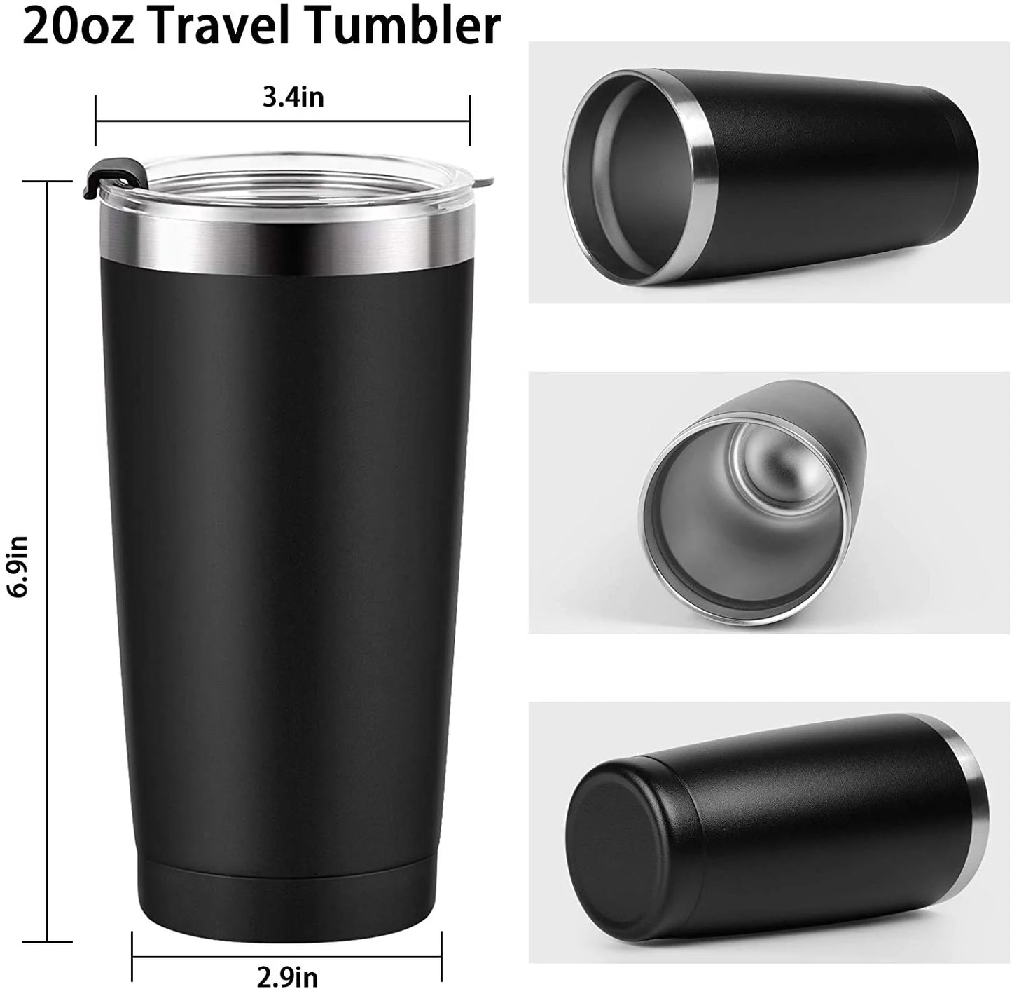 Gingprous 8 Pack 20 Oz Stainless Steel Travel Tumblers with Lids Straws , Double Wall Vacuum Insulated Stainless Steel Tumbler with Straws for Home School Office Camping, Powder Coated Coffee Cup, Keep Drinks Hot&Cold