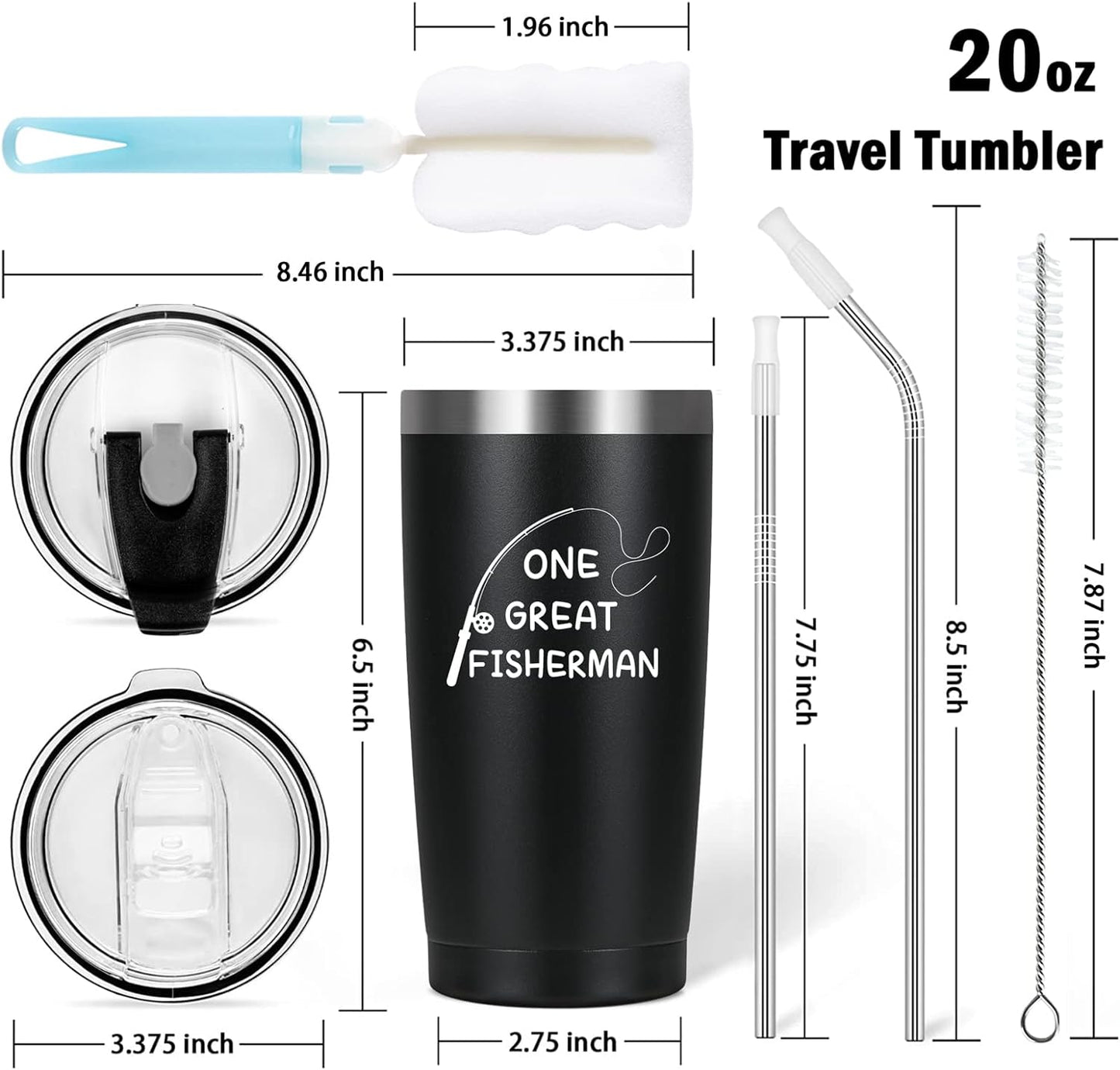 Gingprous 20 oz Stainless Steel Tumblers with Lids Straws, Double Wall Travel Tumblers, Vacuum Insulated Tumblers, Insulated Coffee Cup for Hot and Cold Drinks, Black and White