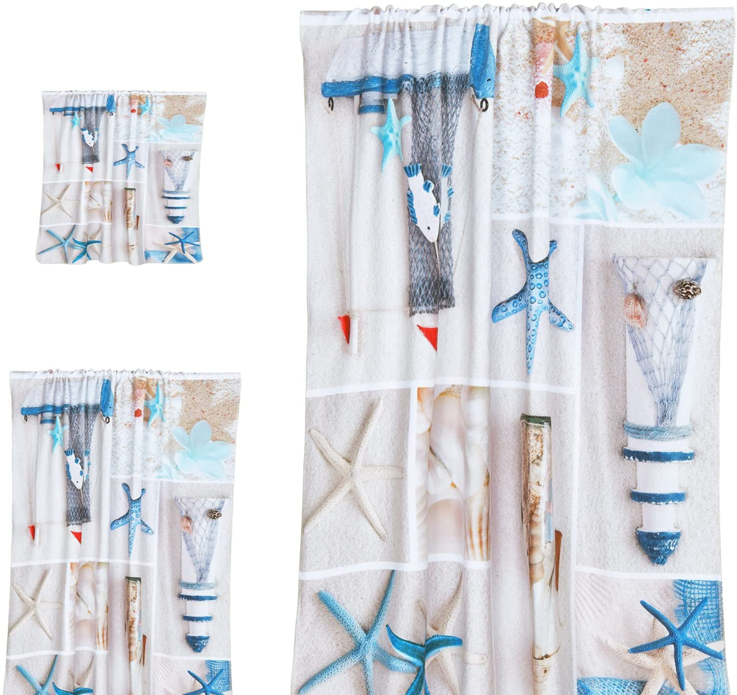 Alishomtll 3Pcs Sea Shell Nautical Bath Towels Set Include Bath Towel, Hand Towel and Wash Towel, Beach Towel Set for Bathroom,Travel