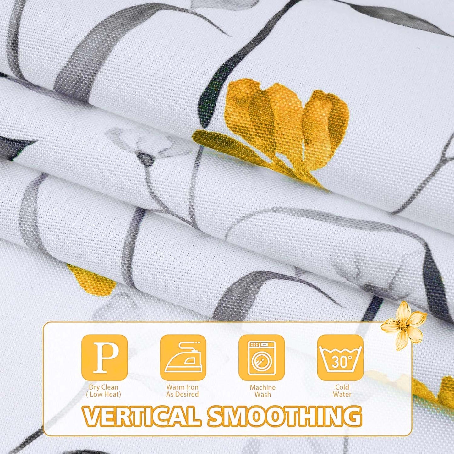 Alishomtll Kitchen Curtains Yellow Floral Light Filtering Small Window Kitchen Curtains Sets ,26"Wx36"L,2 Panels,Rod Pocket
