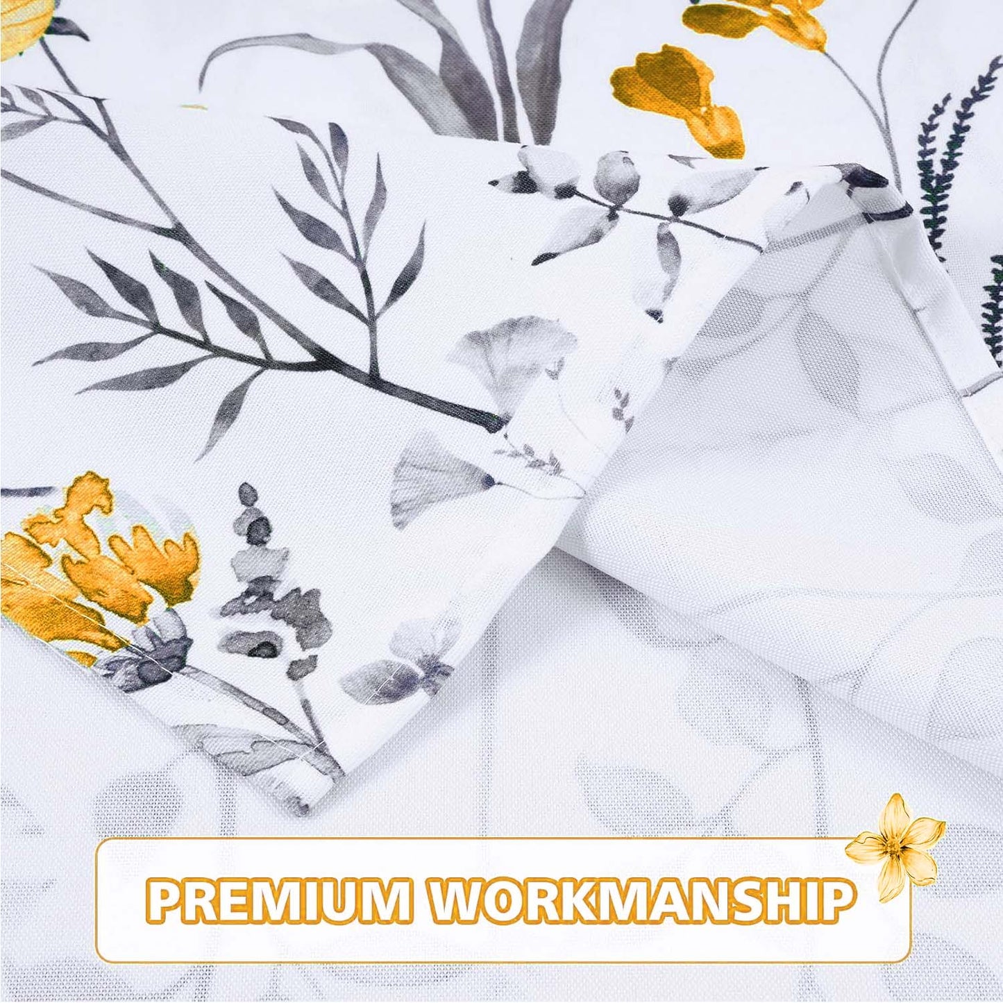 Alishomtll Kitchen Curtains Yellow Floral Valance Swag Curtains Watercolor Flower Window Drapes,61" W x 36" L,Rod Pocket
