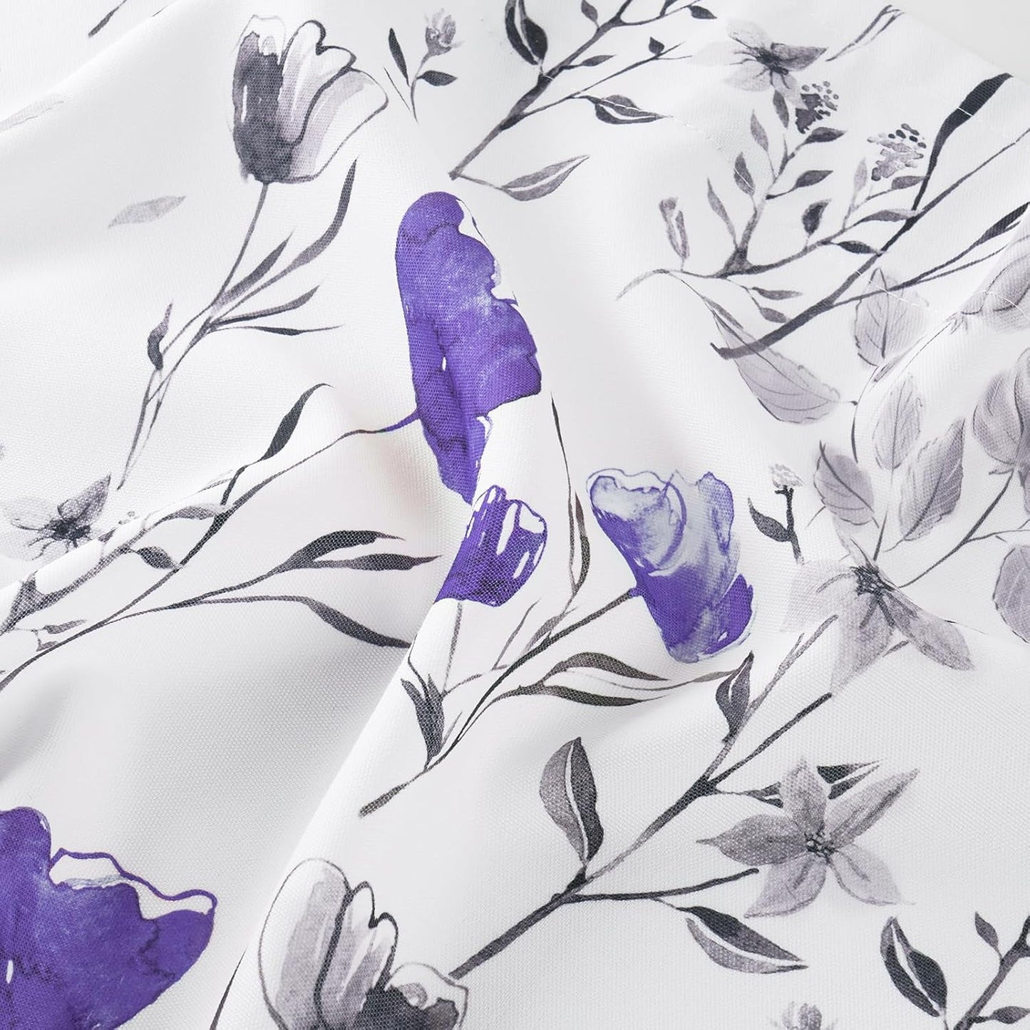 Alishomtll Kitchen Curtains Valances Swags for Windows Purple Floral Printed Window Drapes, 61" W x 36"