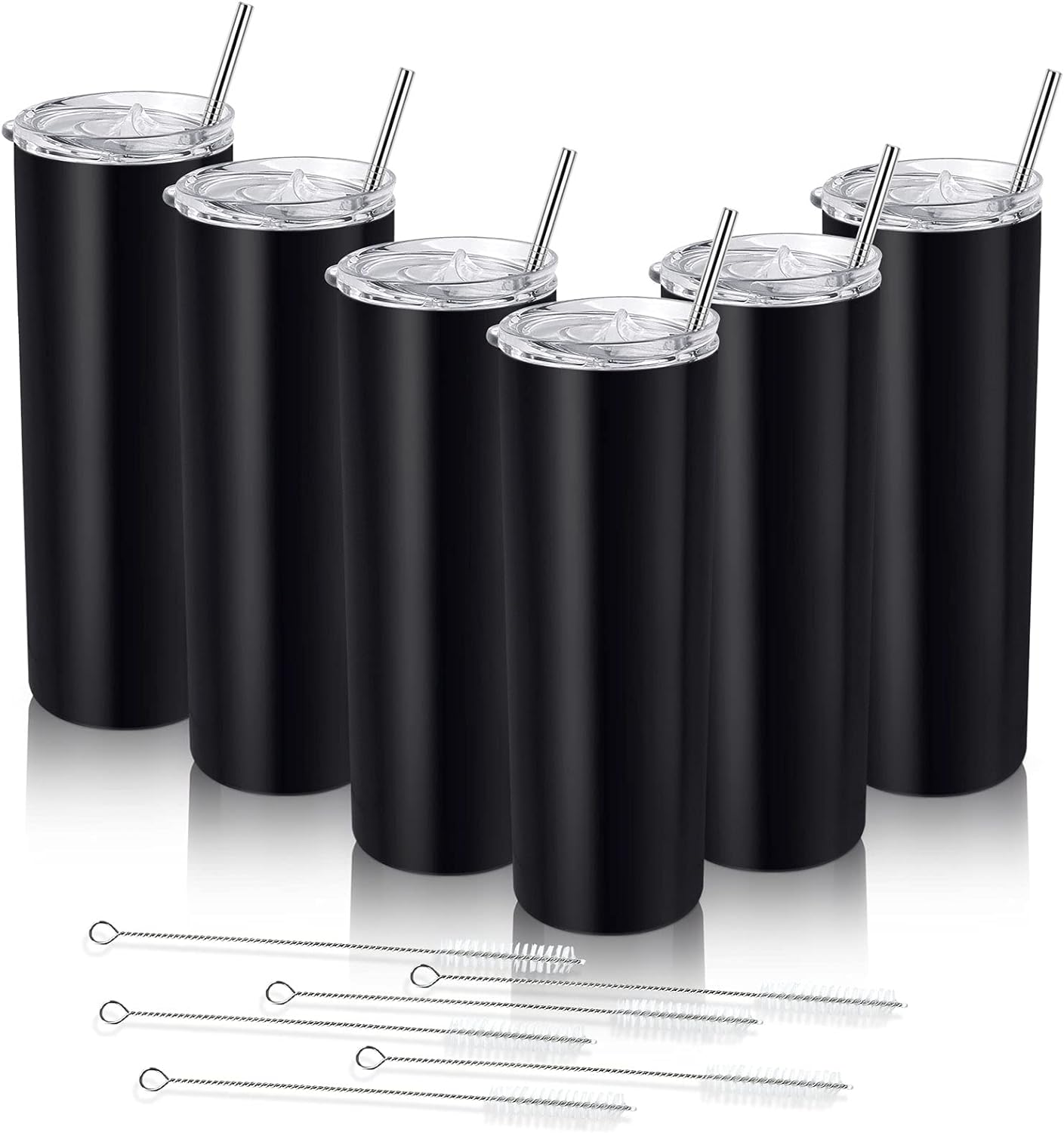 Gingprous 6/8 Pack Skinny Travel Tumblers, Stainless Steel Tumblers with Lid and Straw, 20 oz Double Wall Vacuum Insulated Slim Water Tumbler Cup