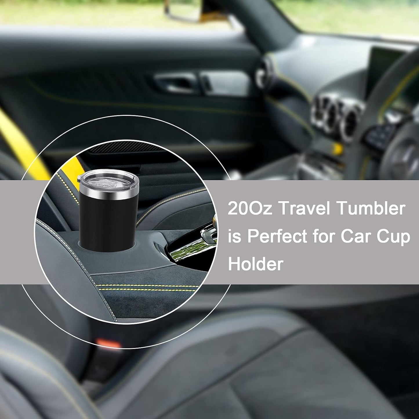 Gingprous 20 Oz Stainless Steel Travel Tumblers with Lids Straws, Vacuum Insulated Tumblers(1/2 Pc)