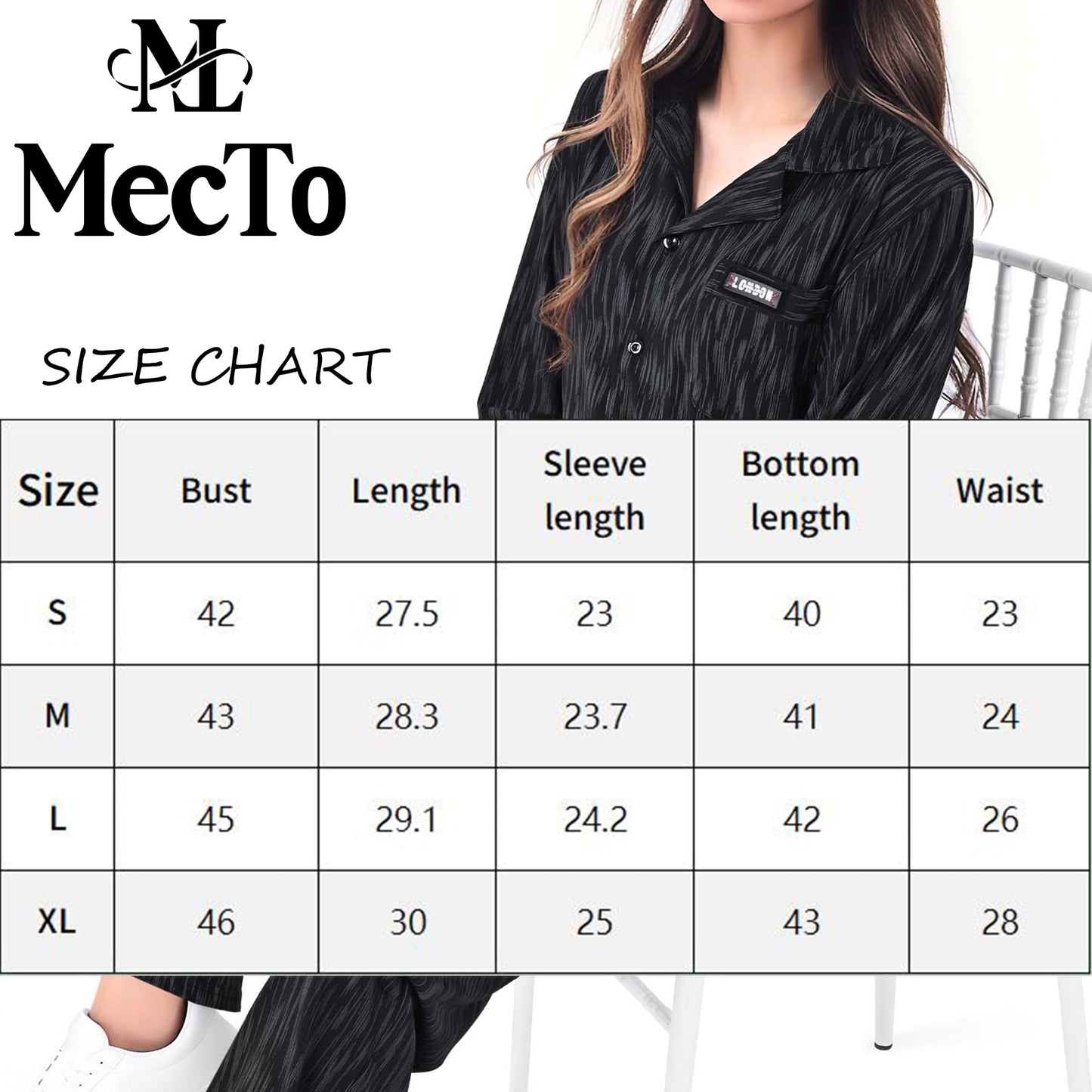 MecTo Womens Pajama Sets Casual with Pockets Lounge Pjs Set Long Sleeve Button Down Shirt and Drawstring Wide Leg Pants Outfits Sets