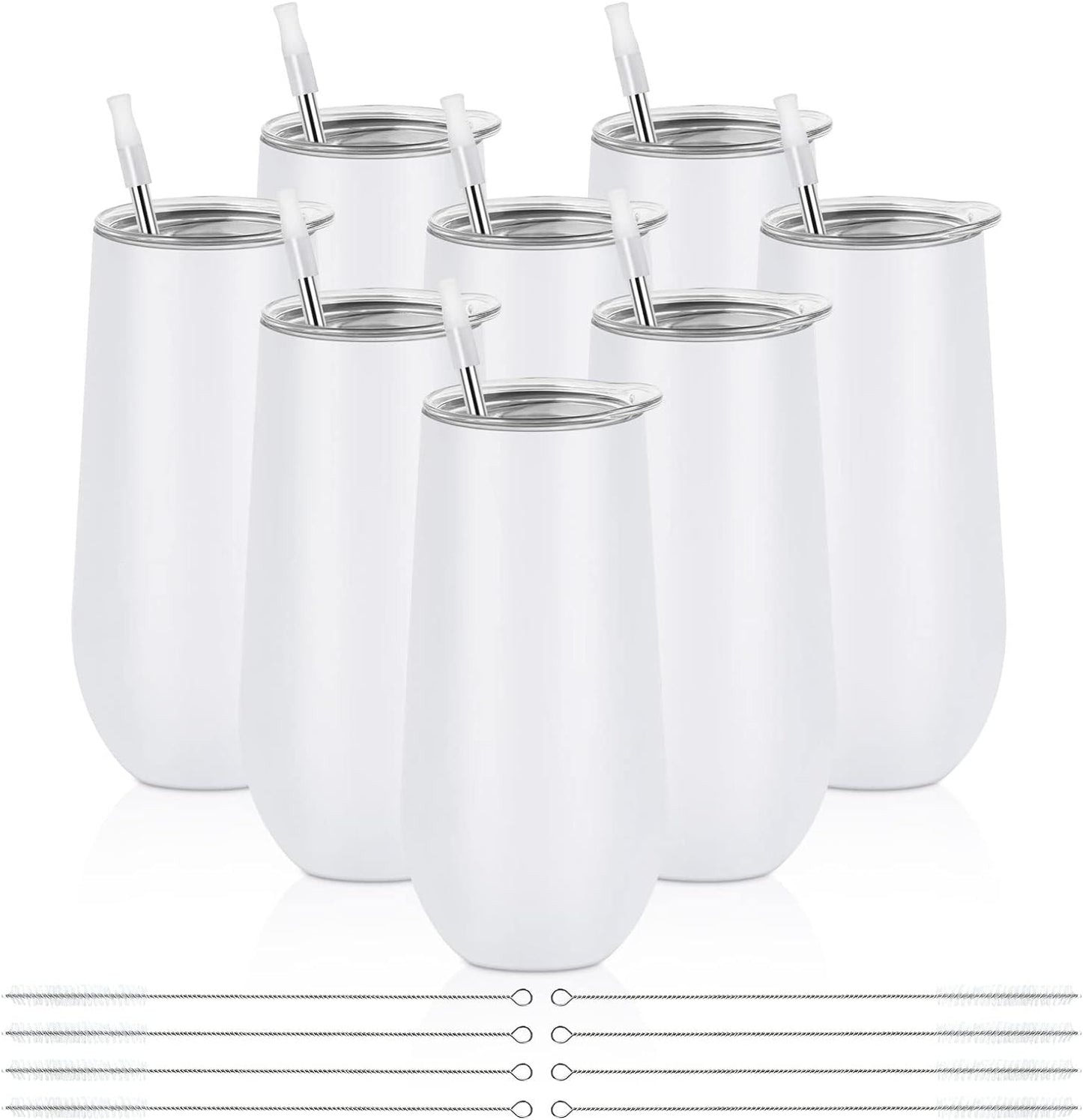 Waipfaru 8 Pack Champagne Insulated Tumblers,Champagne Wine Glasses 12Oz