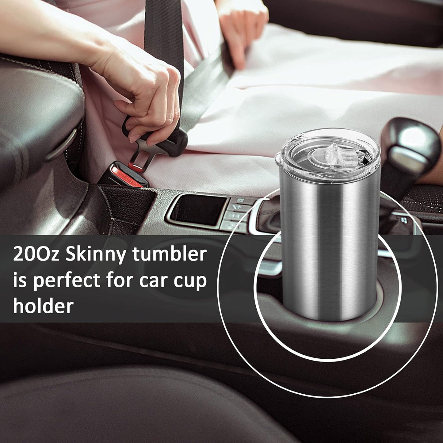 Gingprous 6/8 Pack Skinny Travel Tumblers, Stainless Steel Tumblers with Lid and Straw, 20 oz Double Wall Vacuum Insulated Slim Water Tumbler Cup