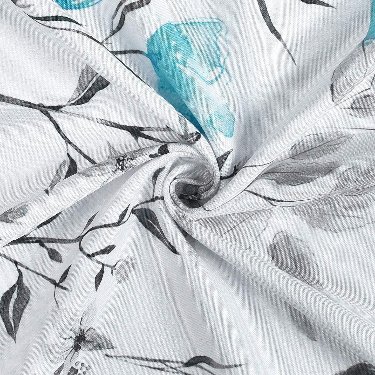 Alishomtll Kitchen Curtains Teal Floral Watercolor Print Tier Curtains Light Filtering Rod Pocket Small Window Curtain Sets,26"Wx24"L,2 Panels