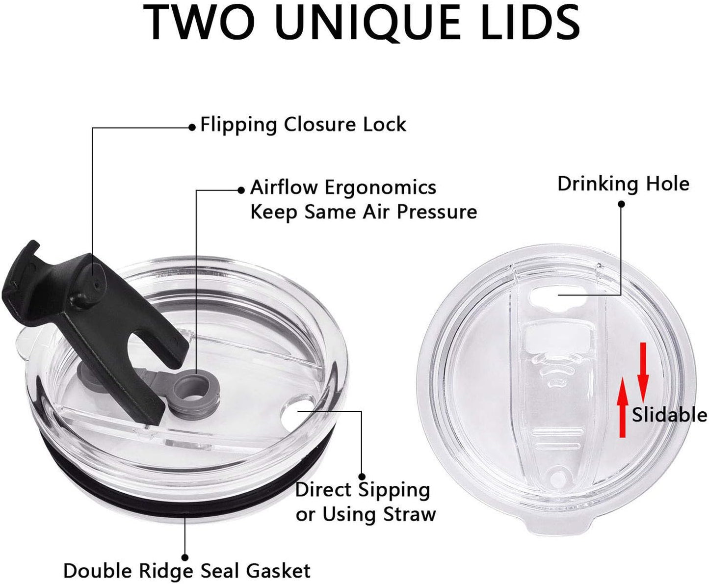 Gingprous 2 Pack 30oz and 20oz Insulated Travel Tumblers for Home School Office Camping , Stainless Steel Double Wall Vacuum Travel Tumbler with Lids and Straws , Black
