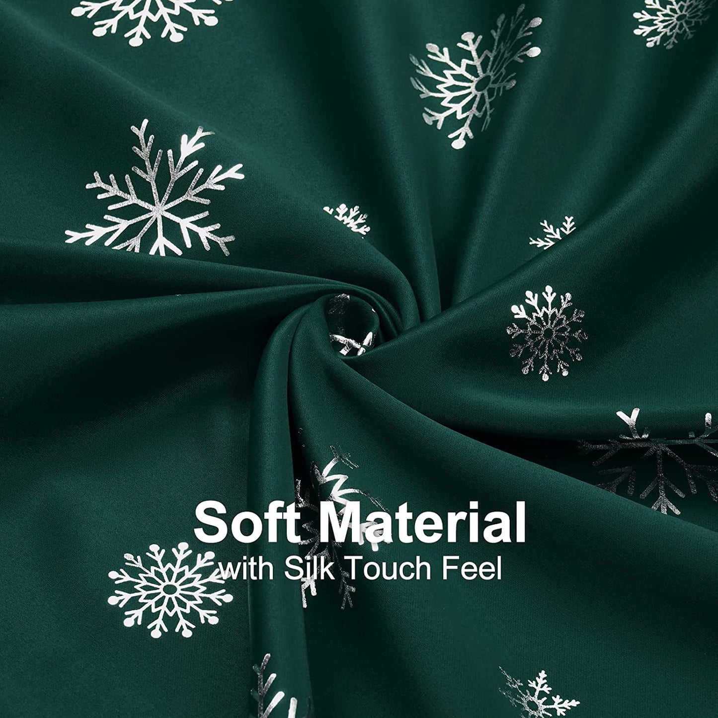 Alishomtll Snowflake Foil Print Christmas Blackout Curtains, Christmas Grommet Window Curtains Drapes, 104" x 84", Green