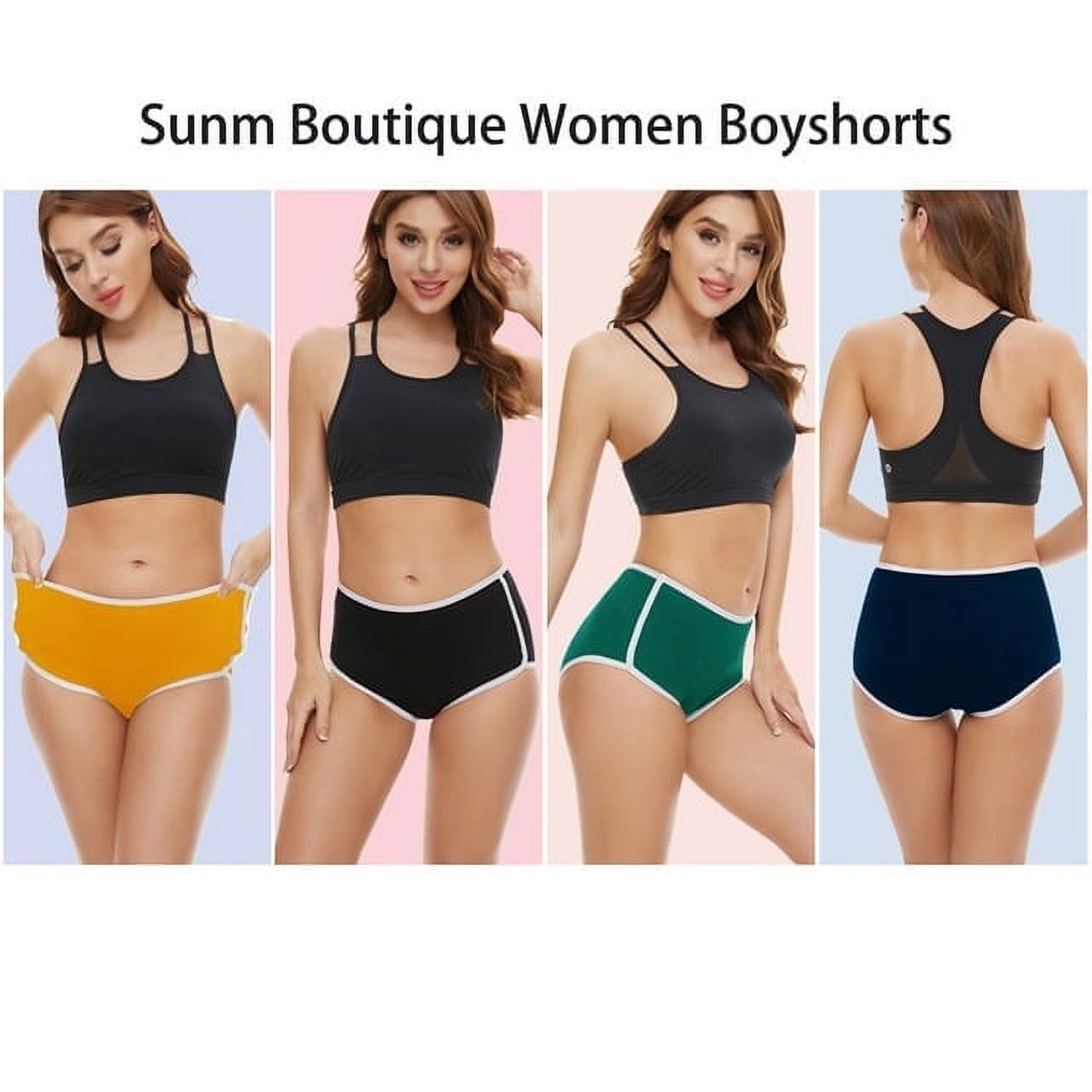 Sunm Boutique Women Boyshorts Underwear Women's Boxer Briefs Cotton Panties Stretch Boxer Anti Chafing Boy Shorts Panties