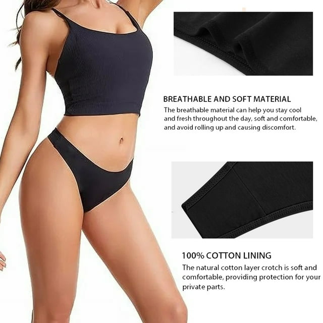 Sunm Boutique Cotton Underwear for Wome Thongs Underwear Bikini Panties Black 16 Pack