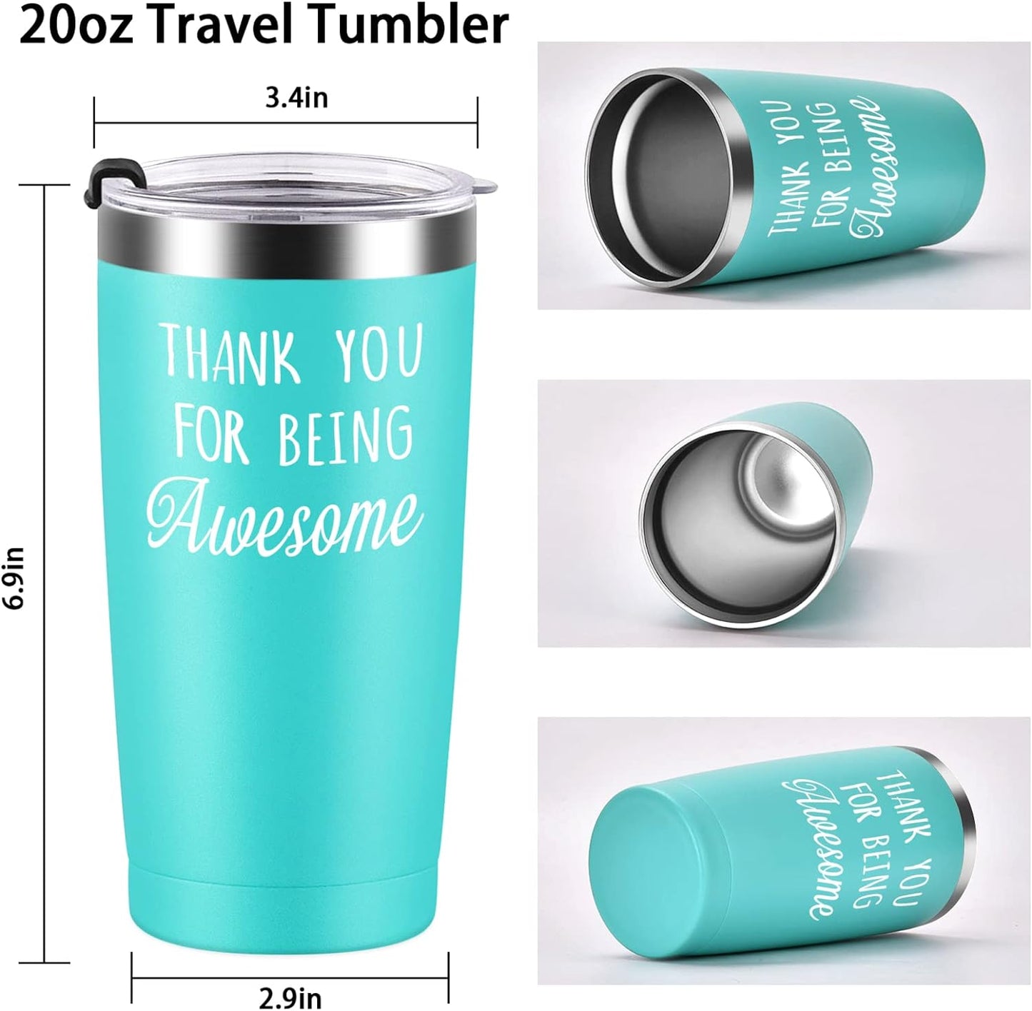 Gingprous 4 Pack Thank You for Being Awesome, Stainless Steel Insulated Travel Tumbler with Lids Straws , Double Wall Vacuum Tumblers,Appreciation Christmas Gifts