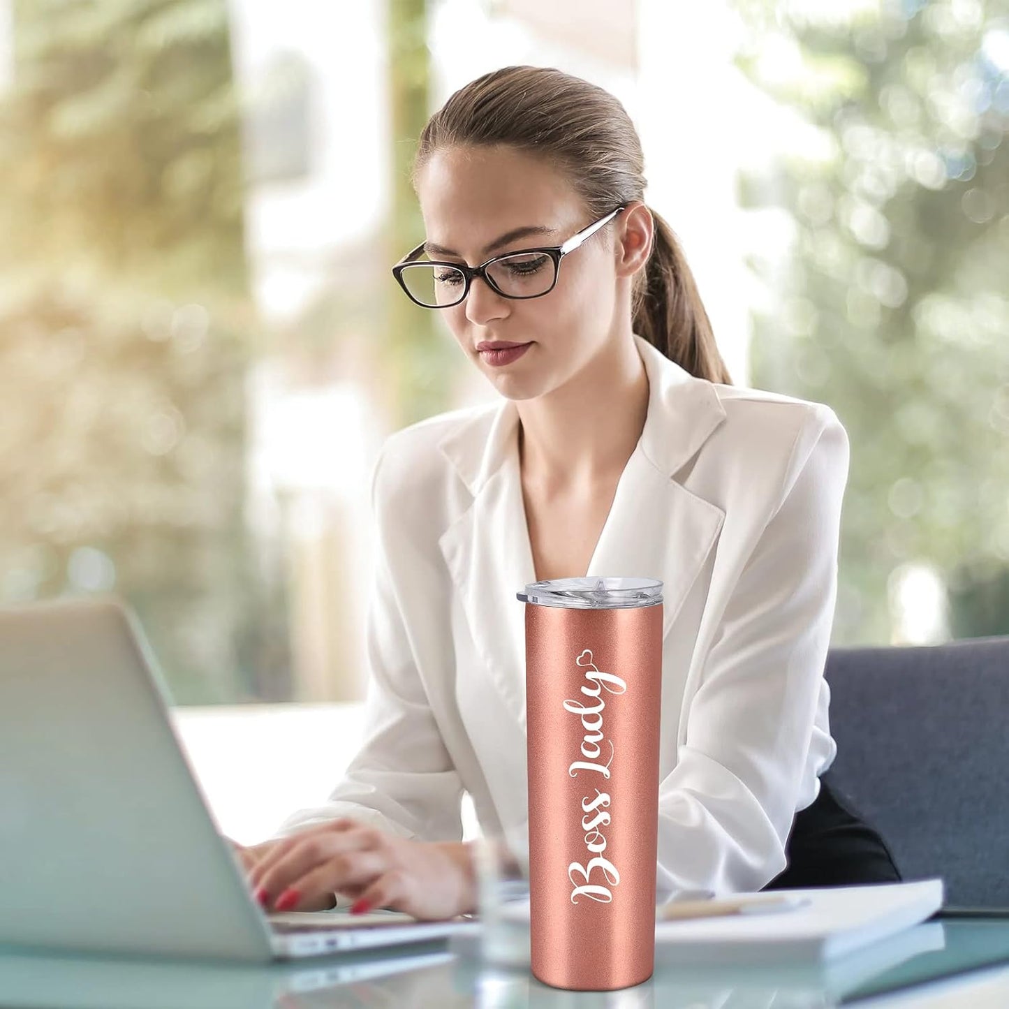 Gingprous 20oz Stainless Steel Insulated Skinny Tumbler,Boss Lady Gifts , Boss Day Christmas Boss Appreciation Gifts for Women Female Boss Manager
