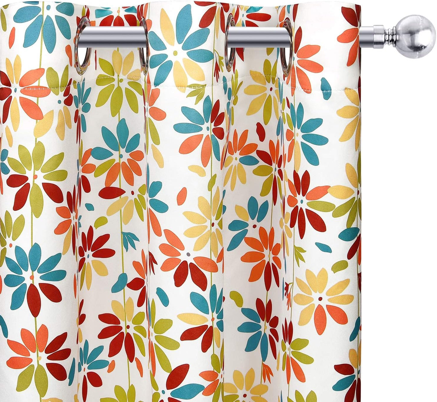 Alishomtll Falling Flower Window Curtain Grommet Light Filtering Drapes for Bedroom Living Room, Set of 2