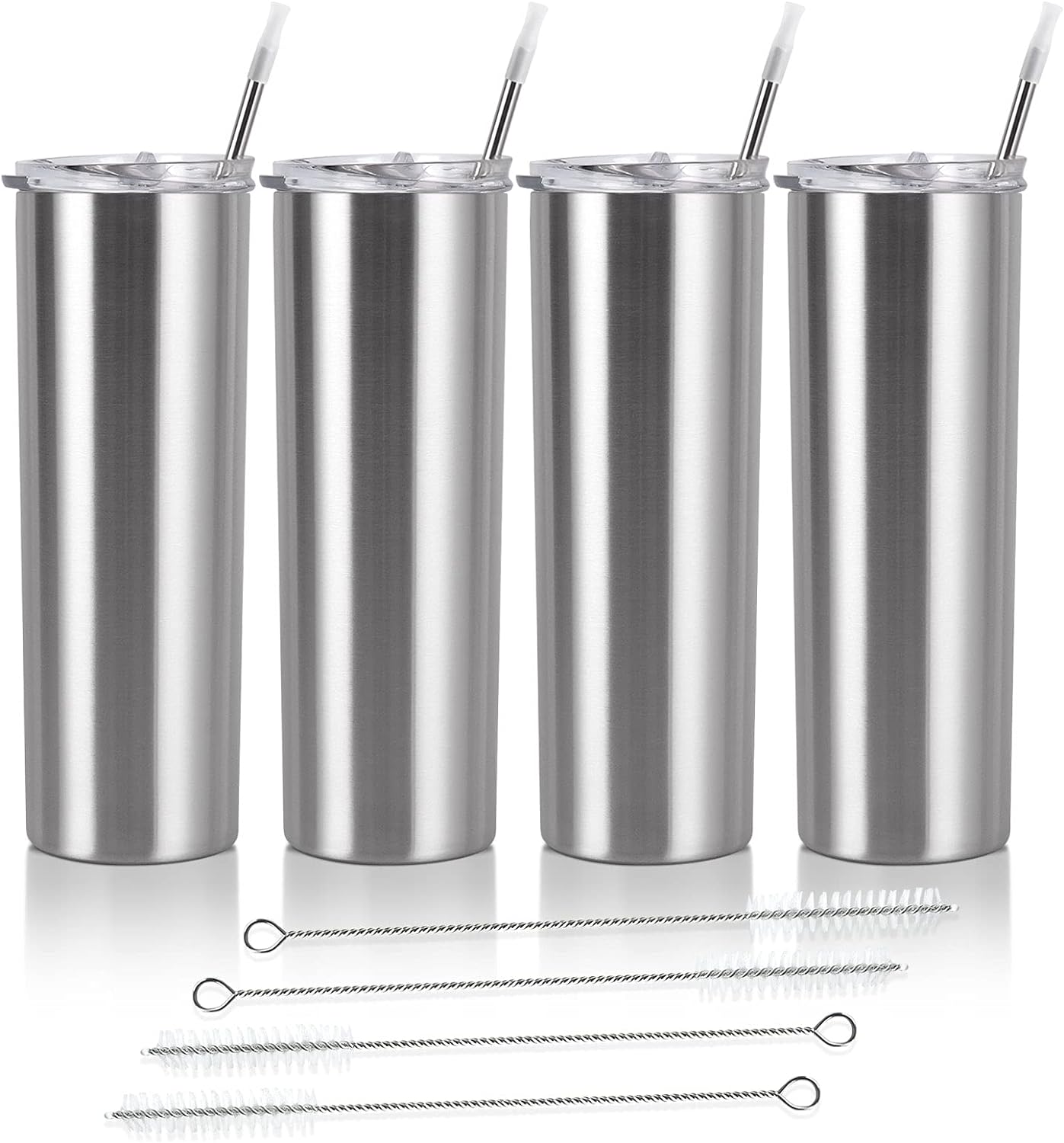 Gingprous 20 oz Stainless Steel Skinny Tumbler with Lid and Straw, Double Wall Vacuum Insulated Slim Water Tumbler Cup,Black