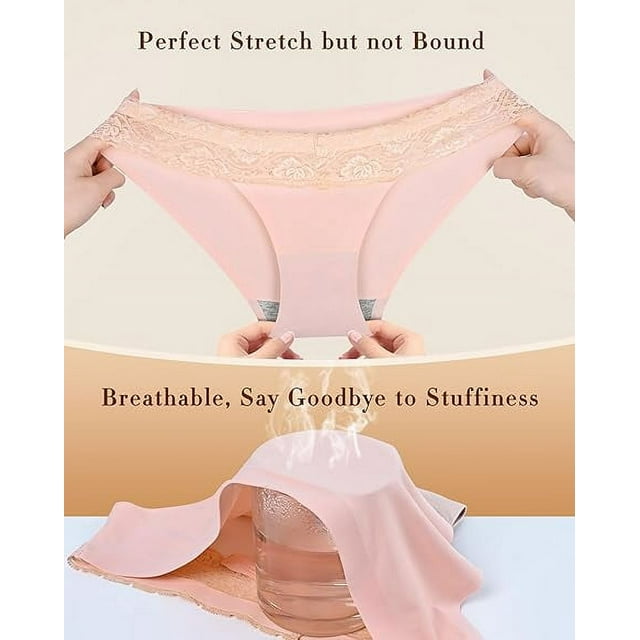 Sunm Boutique Cheeky Underwear for Women Cheeky Panties Lace Stretch High Cut 6 Pack