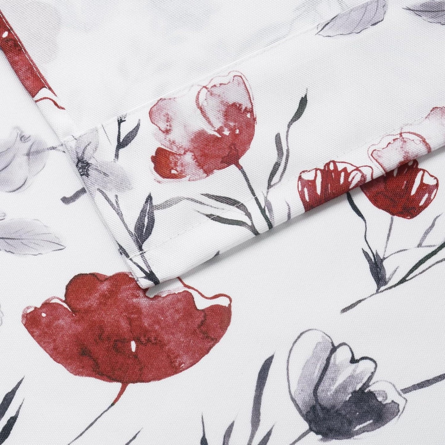 Alishomtll Kitchen Curtains Valances Swags for Windows Red Floral Printed Window Drapes, 61" W x 36"