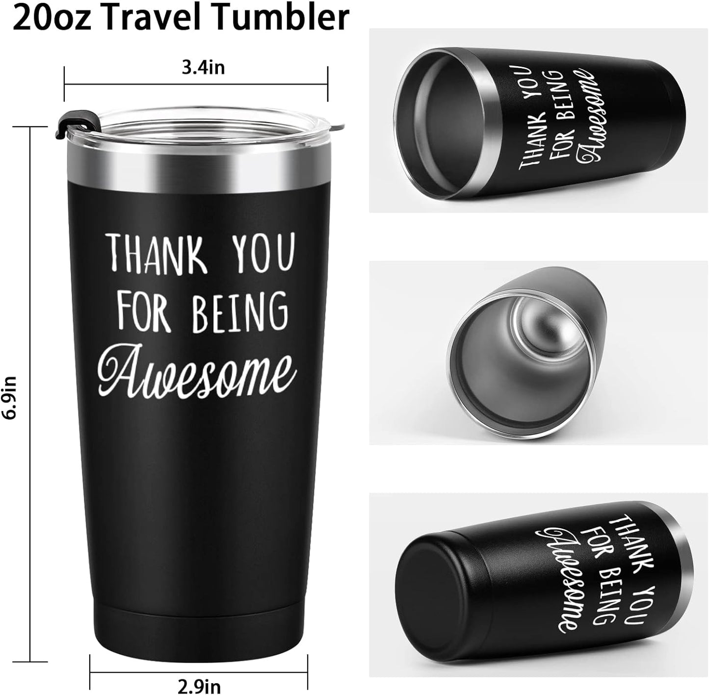 Gingprous 4 Pack Thank You for Being Awesome, Stainless Steel Insulated Travel Tumbler with Lids Straws , Double Wall Vacuum Tumblers,Appreciation Christmas Gifts