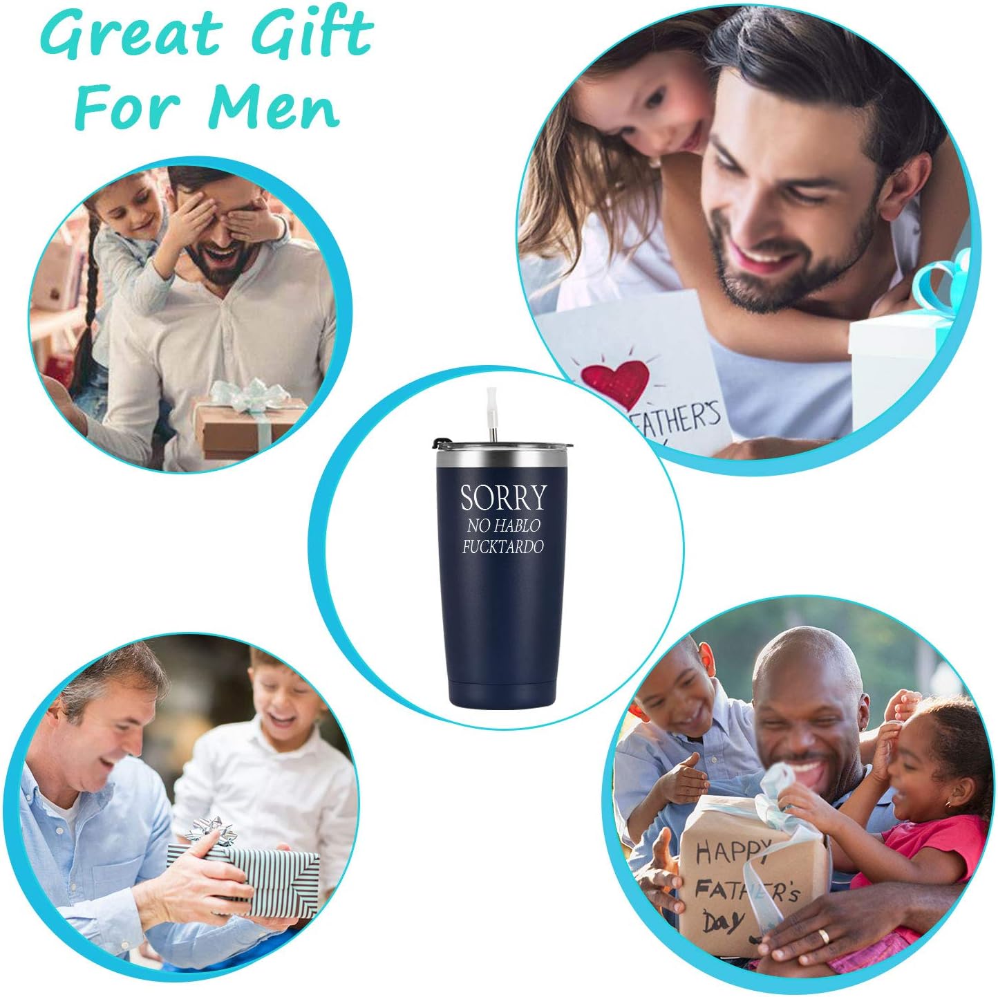 Gingprous 20 oz Insulated Stainless Steel Travel Tumbler , Vacuum Insulated Tumbler , Funny Birthday Christmas Gifts , Navy Blue