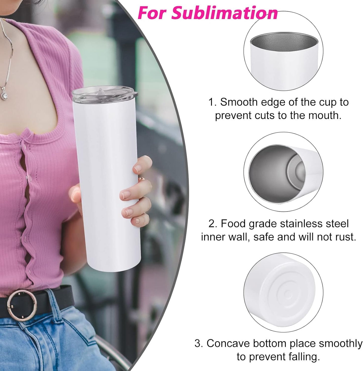 Gingprous 6/8 Pack Skinny Travel Tumblers, Stainless Steel Tumblers with Lid and Straw, 20 oz Double Wall Vacuum Insulated Slim Water Tumbler Cup