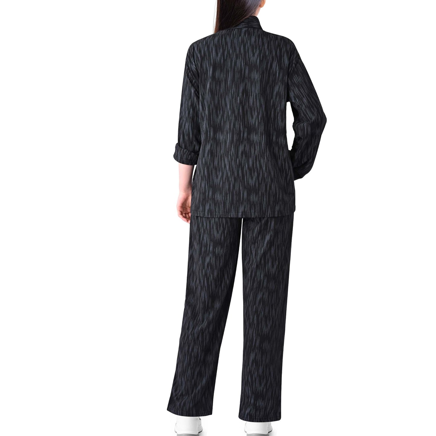 MecTo Womens Pajama Sets Casual with Pockets Lounge Pjs Set Long Sleeve Button Down Shirt and Drawstring Wide Leg Pants Outfits Sets