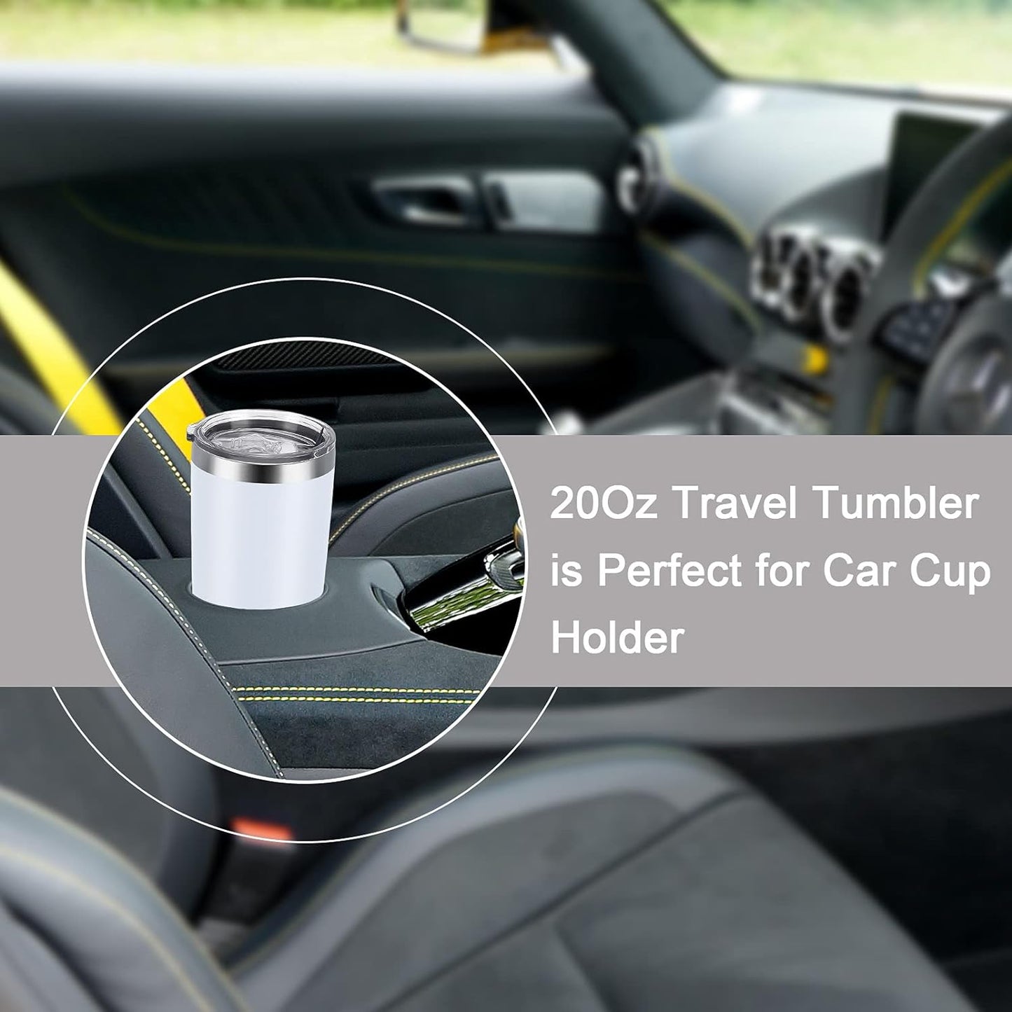 Gingprous 20 Oz Stainless Steel Travel Tumblers with Lids Straws, Vacuum Insulated Tumblers(1/2 Pc)