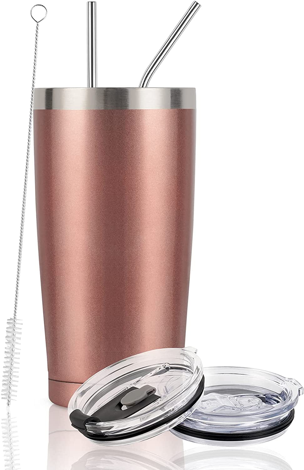 Gingprous 20 Oz Stainless Steel Travel Tumblers with Lids Straws, Vacuum Insulated Tumblers(1/2 Pc)
