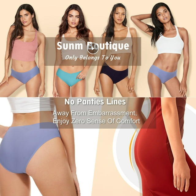 Sunm Boutique Cheeky Panties Cotton Underwear for Women Invisible Brief 6 Pack