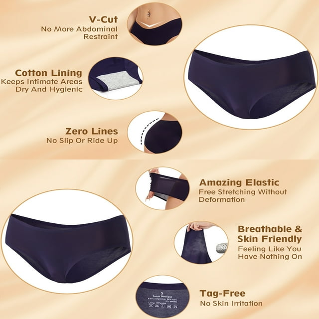 Sunm Boutique Seamless Underwear for Women Cheeky Panties No Show Underwear Invisible Breathable Stretch Bikini Panties