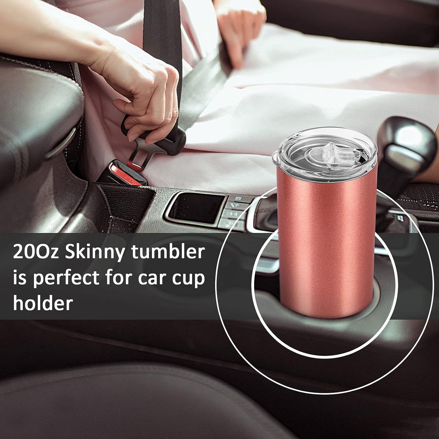 Gingprous 6/8 Pack Skinny Travel Tumblers, Stainless Steel Tumblers with Lid and Straw, 20 oz Double Wall Vacuum Insulated Slim Water Tumbler Cup