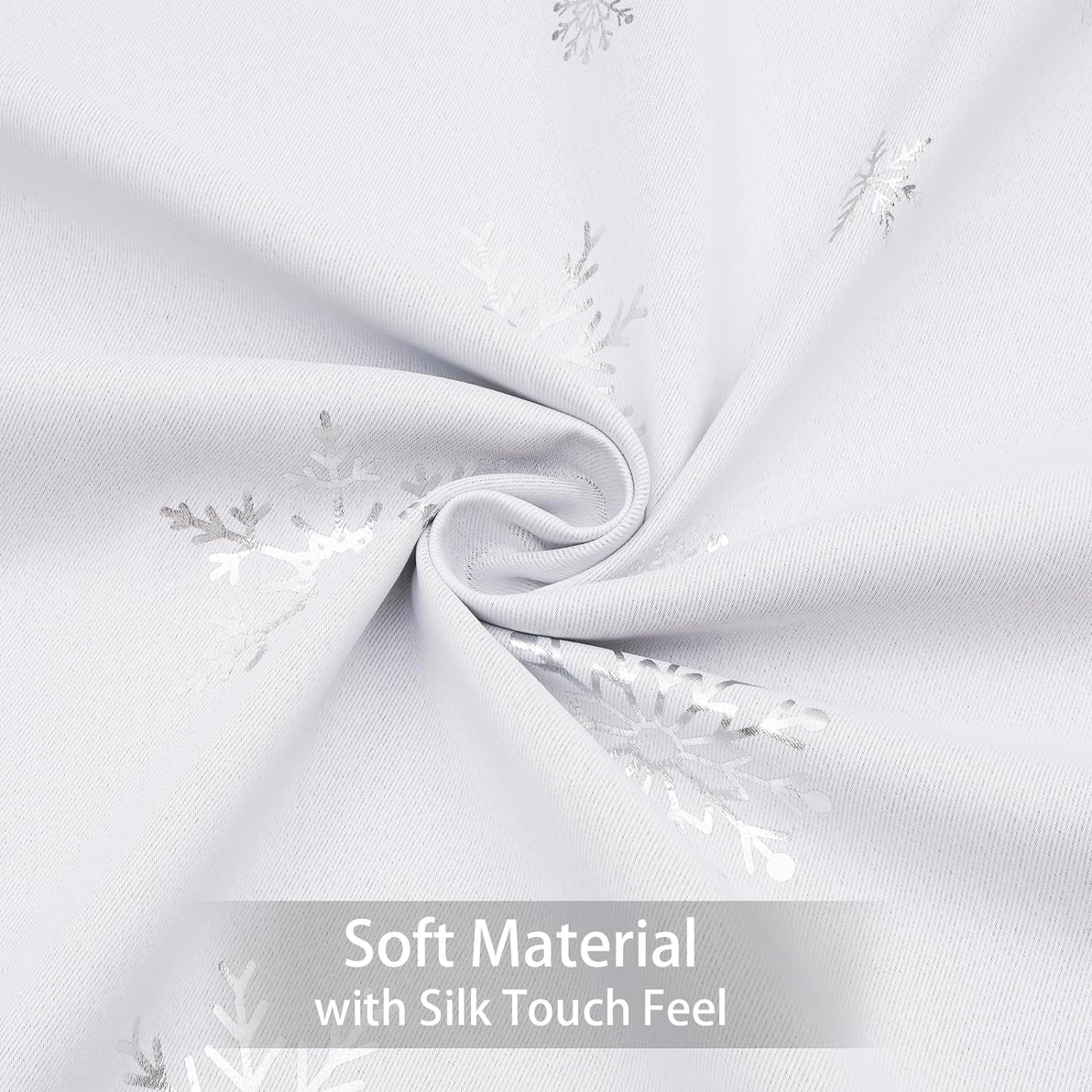 Alishomtll Snowflake Foil Print Christmas Blackout Curtains, Christmas Grommet Window Curtains Drapes, 104" x 84", White
