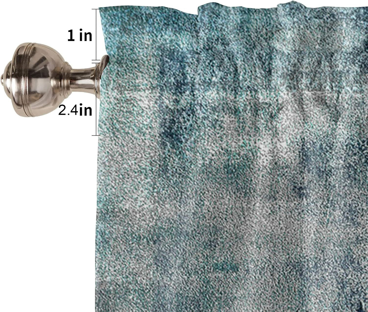 Alishomtll Abstract Kitchen Curtain Tier Living Room Bedroom Turquoise Print Window Drapes 36 Inch Long