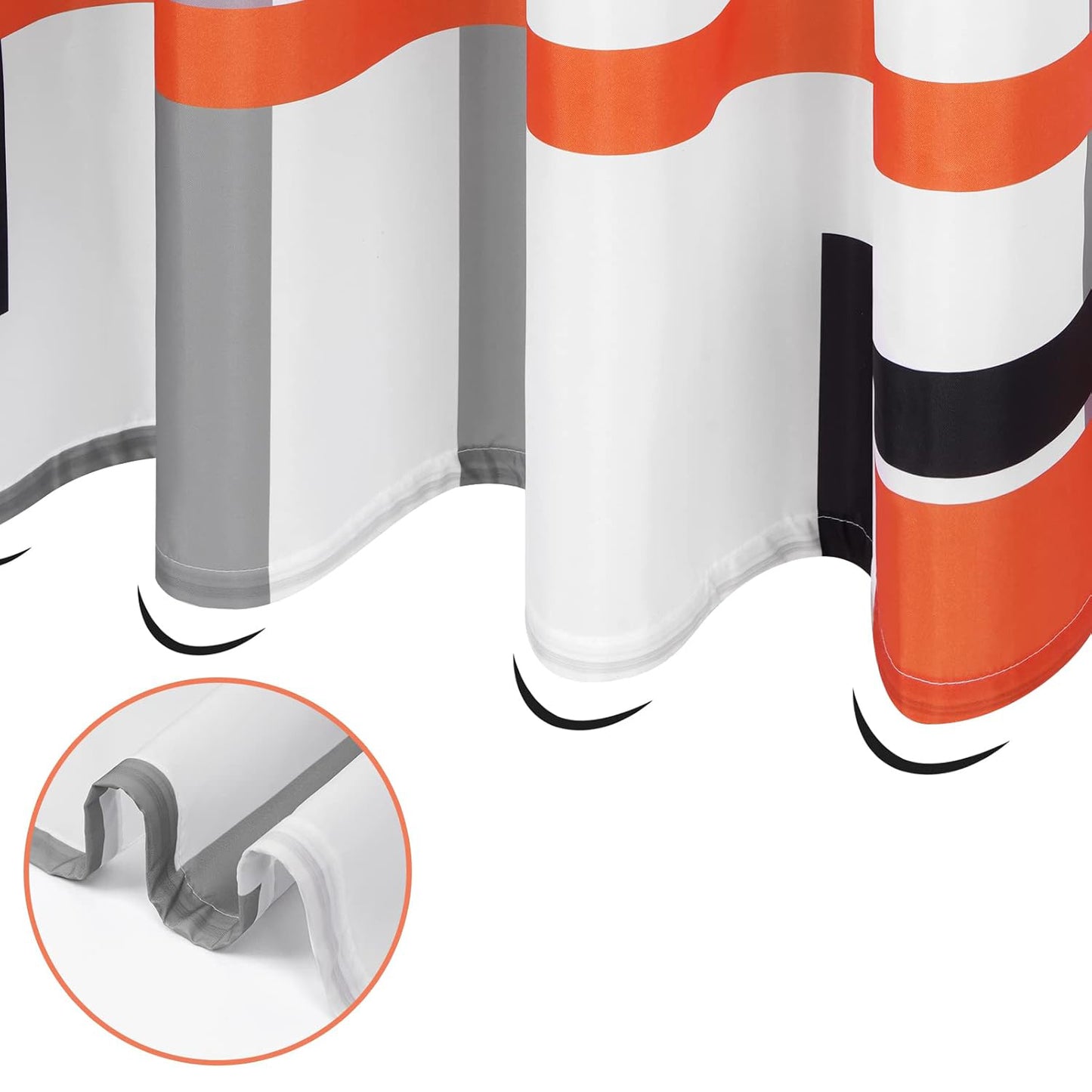 FRAMICS Orange Geometric Shower Curtain Sets with Rugs, 16 Pc Modern Abstract Bathroom Sets, Waterproof Fabric Bathroom Curtain Decor with Hooks