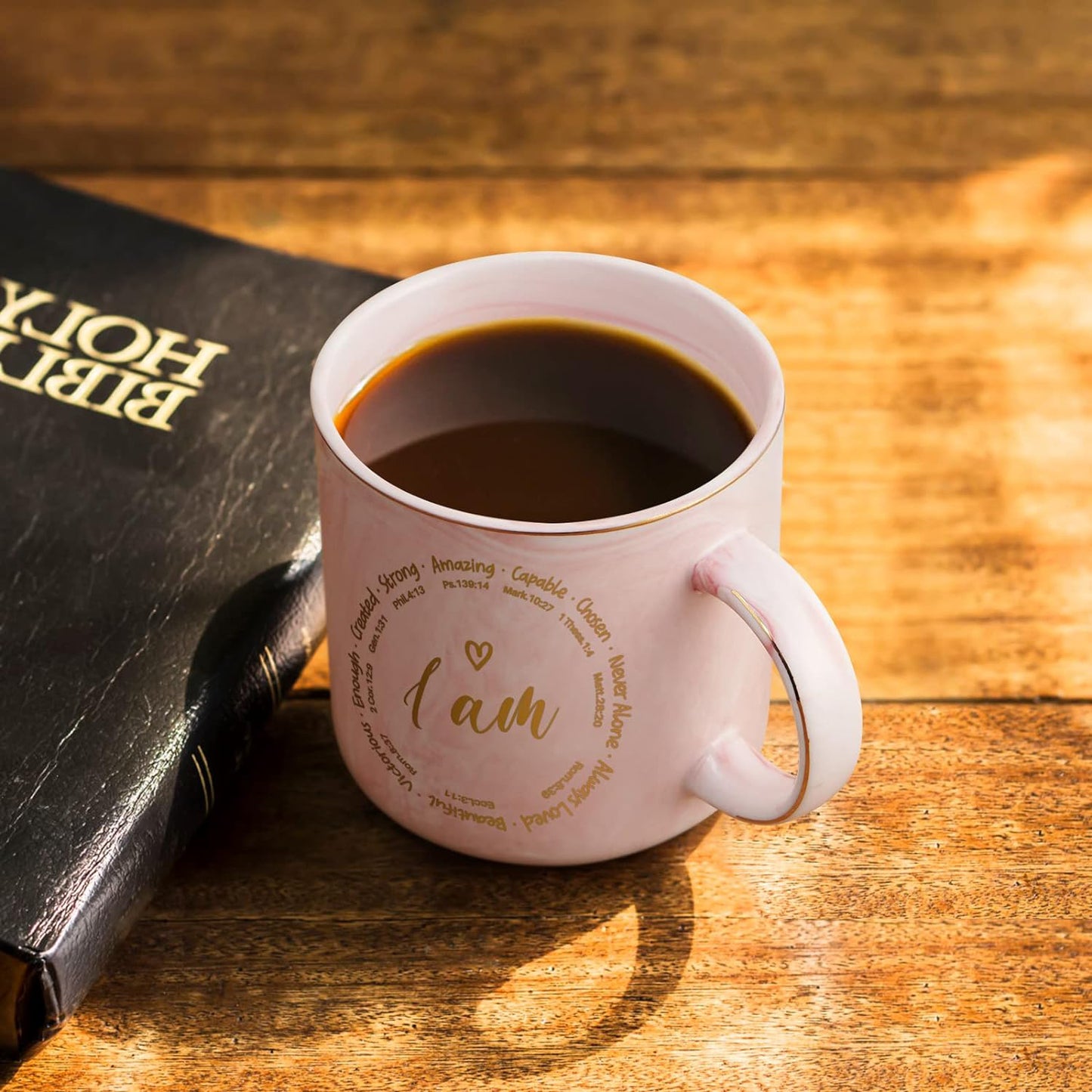 Maustic Christian Mug Gifts, I Am Coffee Mug, Bible Verse Coffee Mugs, Religious Gifts, Inspirational Coffee Mugs Spiritual Gifts, Pink 12 fl oz Coffee Mug Ceramic Mugs Tea Cup