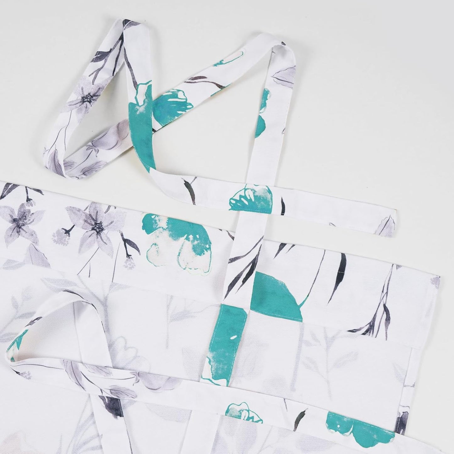Alishomtll Teal Gray Watercolor Floral Printed Balloon Adjustable Tie Up Valances Curtains, 42 x 63 Inch