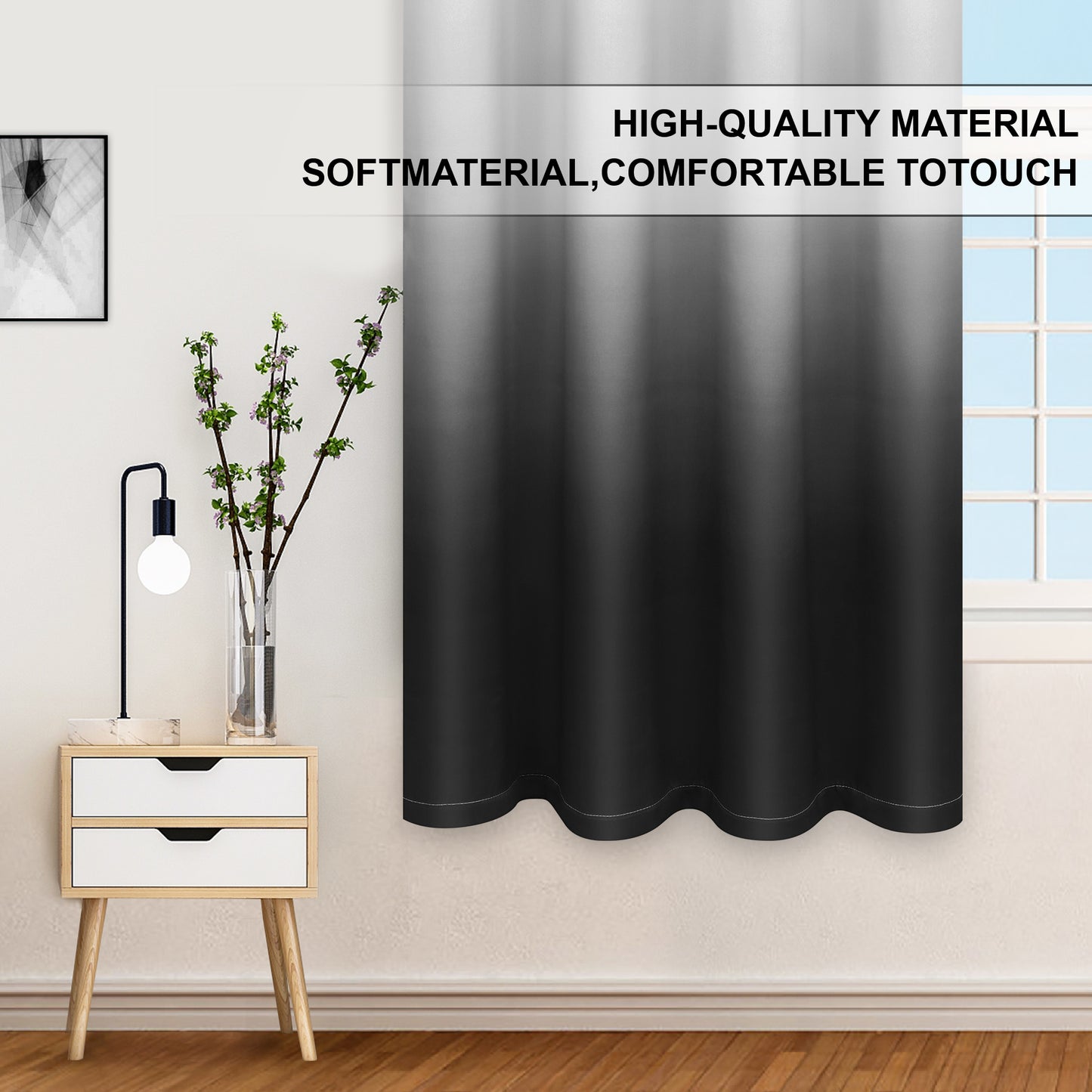 Alishomtll Room Darkening Black Blackout Curtains Grommet Window Drapes for Living Room Bedroom ,2 Panels of 52" W x 63" L