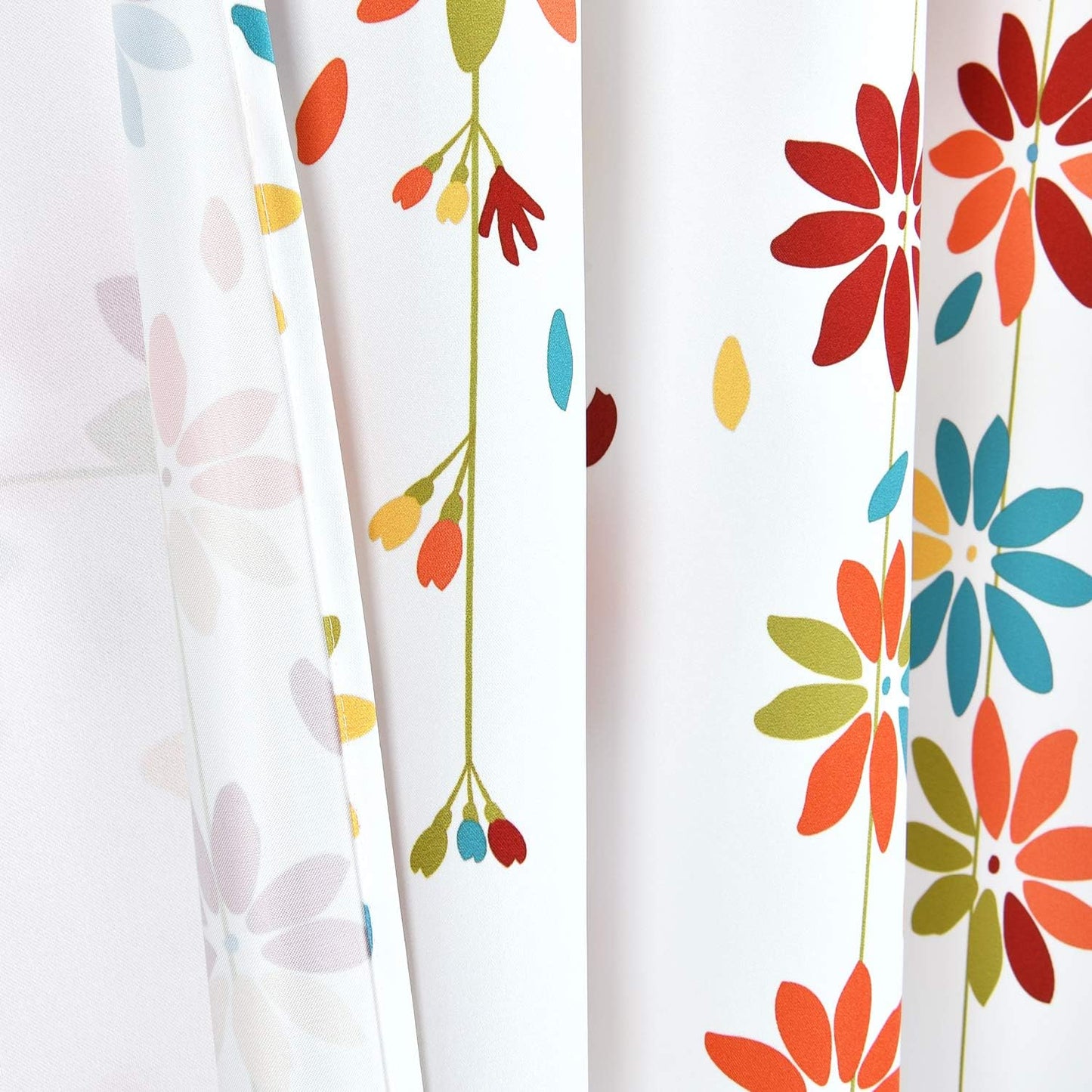 Alishomtll Falling Flower Window Curtain Grommet Light Filtering Drapes for Bedroom Living Room, Set of 2
