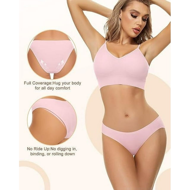 Sunm Boutique Seamless Cheeky Bikini No Show Panties Breathable Briefs Stretch Underwear 6 Pack