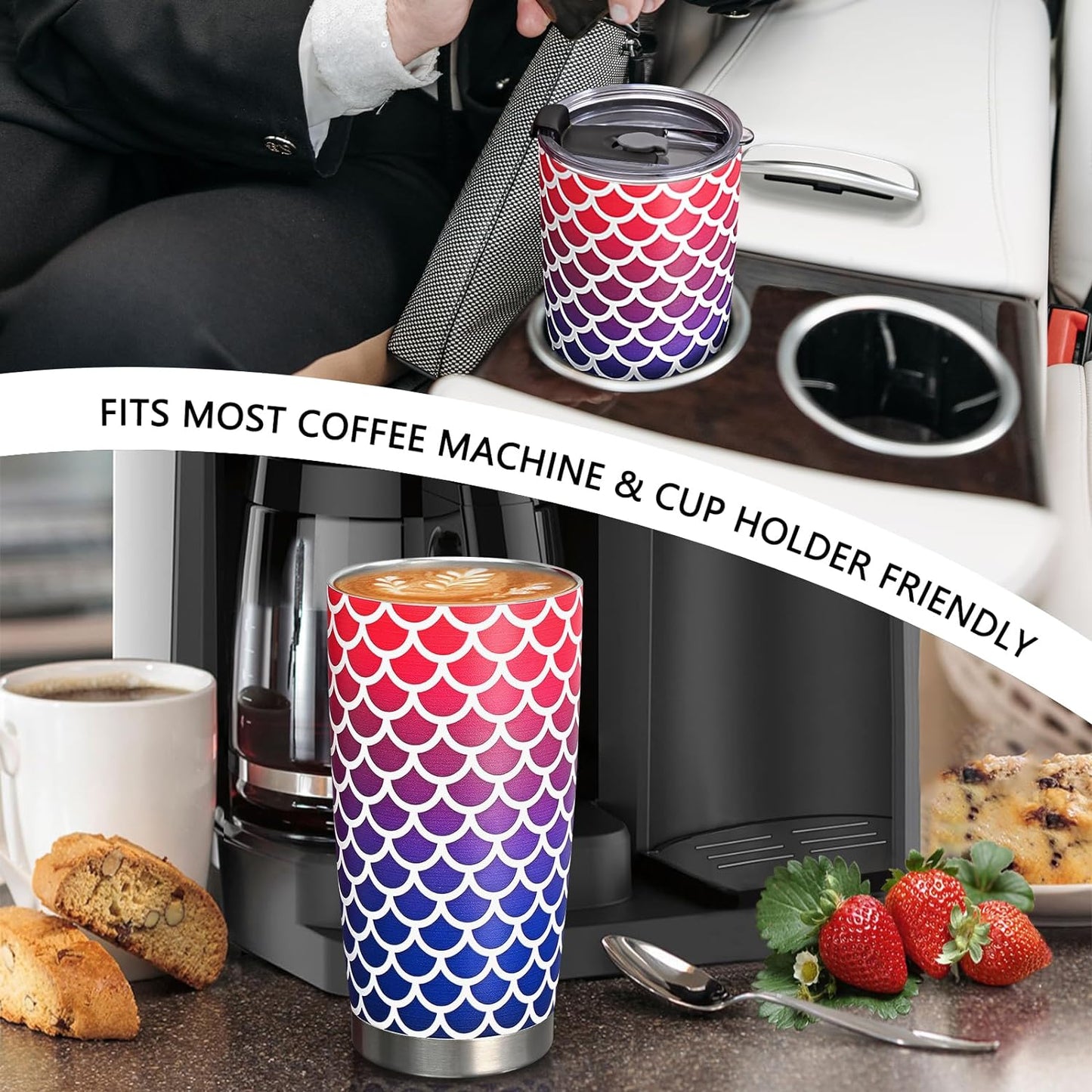 Gingprous 20 oz Stainless Steel Tumblers with Lids Straws, Double Wall Travel Tumblers, Vacuum Insulated Tumblers, , Multicolor