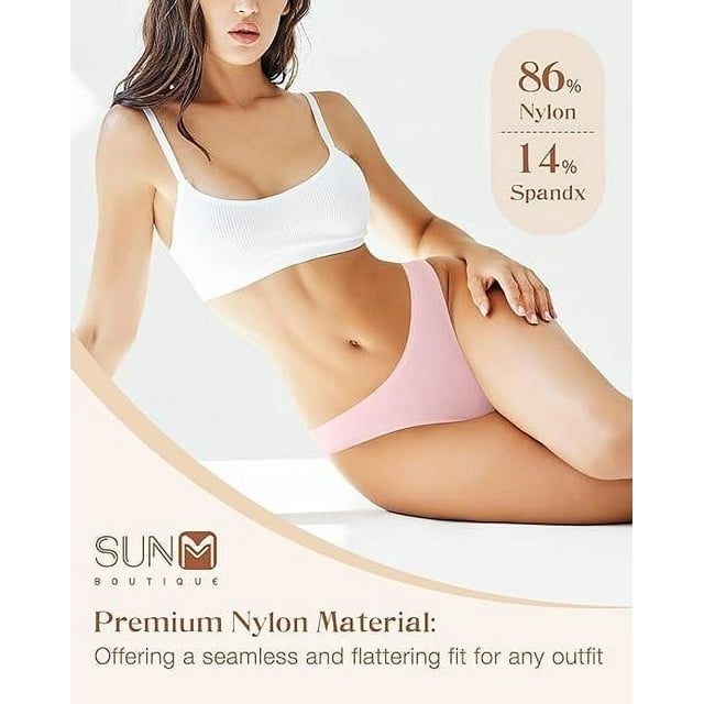 Sunm Boutique Seamless Cheeky Bikini No Show Panties Breathable Briefs Stretch Underwear 6 Pack