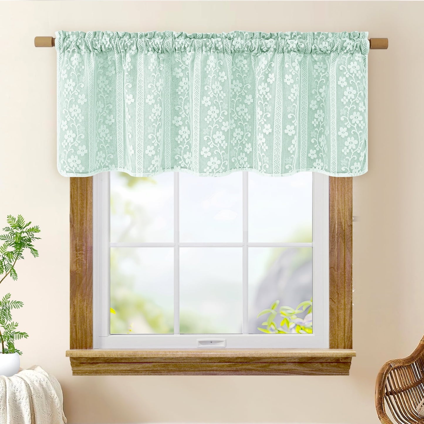 Alishomtll Beige Linen Curtains with Lace Sheer 84 Inches Long, Double Layer Light Filtering Window Drapes for Bedroom Living Room,W52 X L84,2 Panels