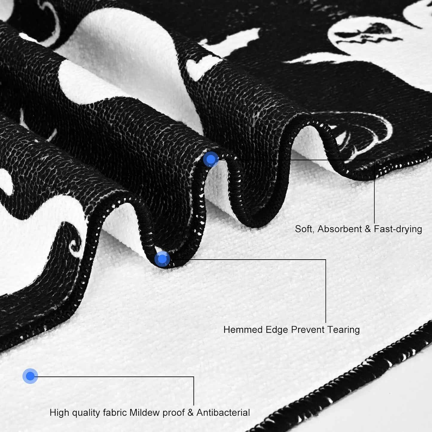 FRAMICS Halloween Ghost Shower Curtain Sets with Rugs and Accessories, 16 Pc Funny Spook Bathroom Sets, Black White Waterproof Fabric Shower Curtain with 12 Hooks and Toilet Rugs