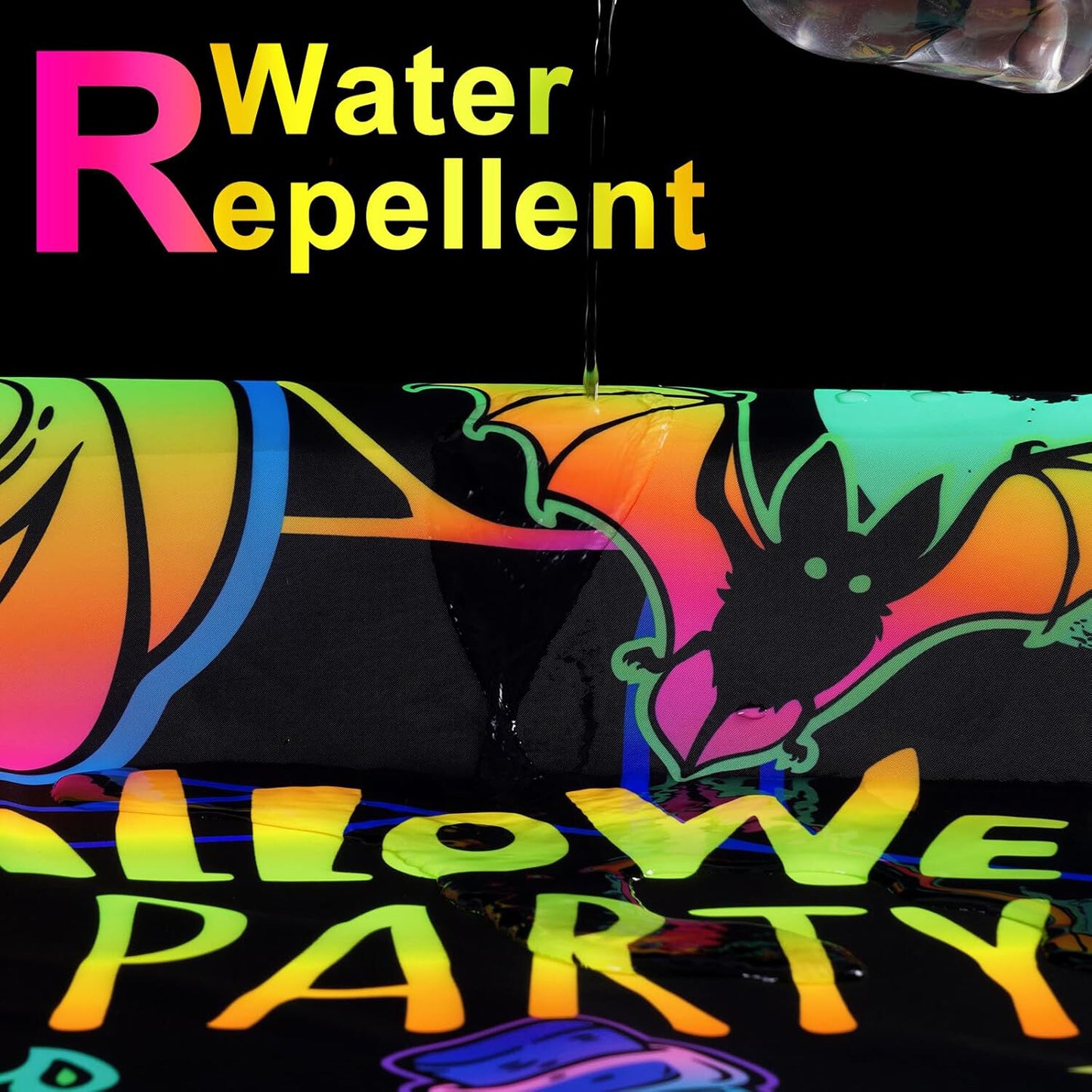 FRAMICS Halloween Blacklight Shower Curtain Sets with Rugs, 16 Pc Colorful Pumpkin Ghost Bathroom Sets, Waterproof Fabric Bathroom Curtain Decor with Hooks