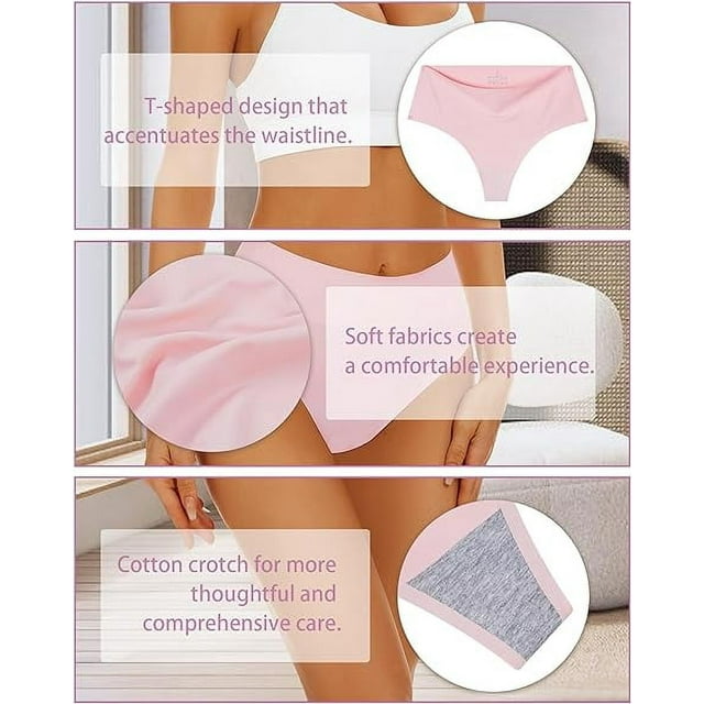 Sunm Boutique High Waisted Thong Underwear for Women Tummy Control Underwear Cheeky Panties 6 Pack