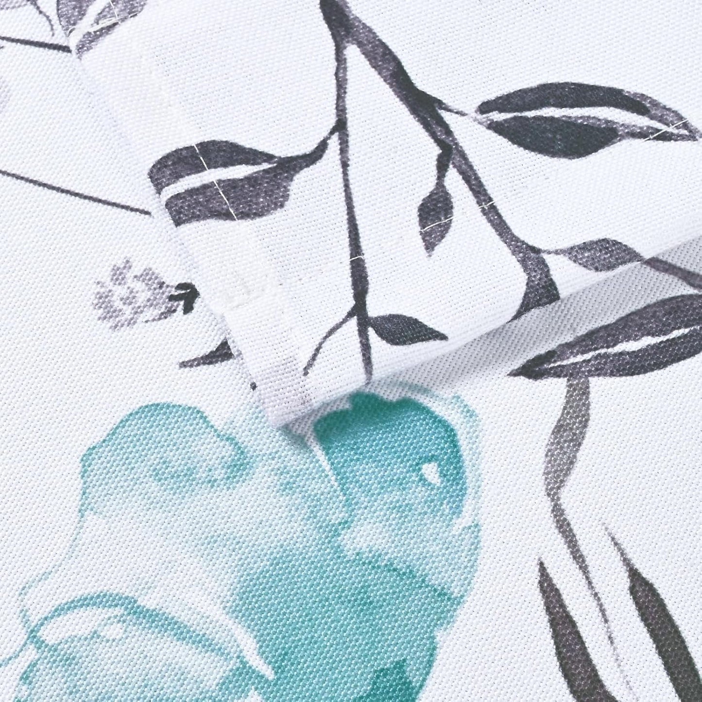 Alishomtll Teal Gray Watercolor Floral Printed Tie Up Valances Curtains Window Drapes, 54 x 18 Inch
